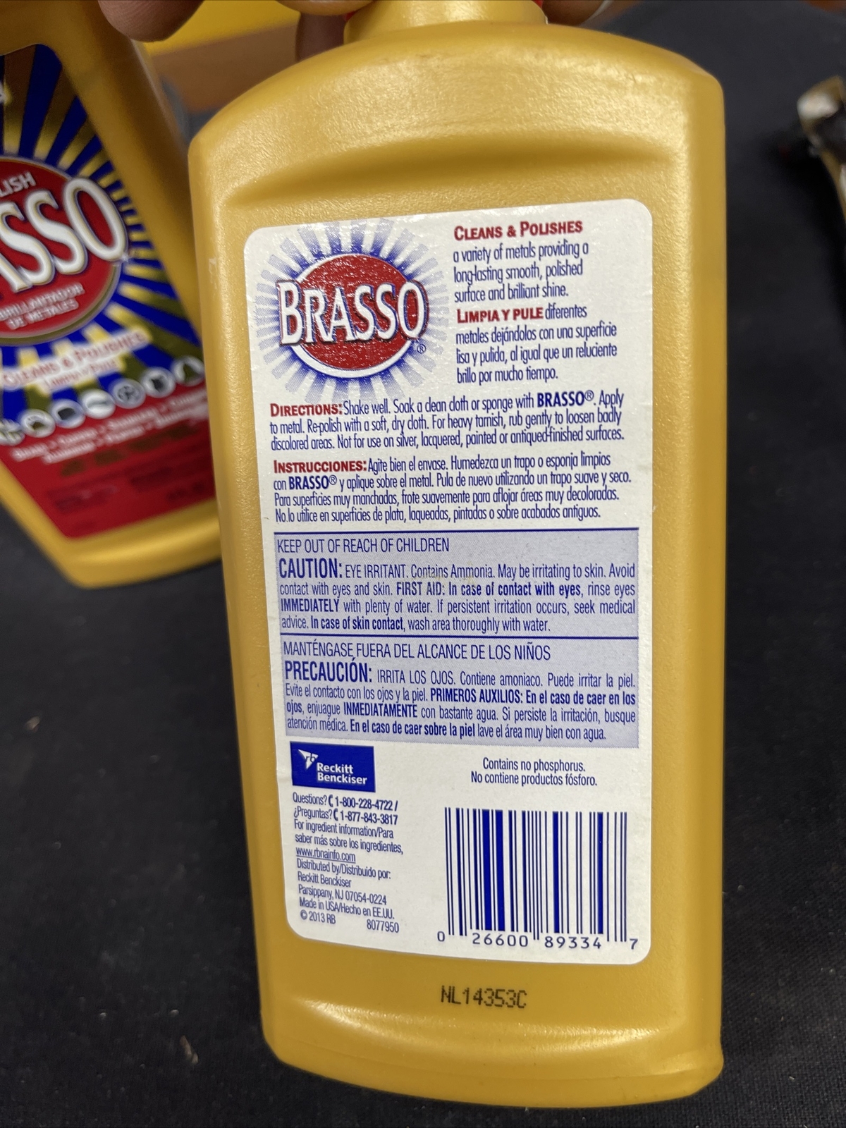 2-Brasso Metal Polish, 8oz Bottle for Brass, Copper, Stainless, Chrome, Aluminum