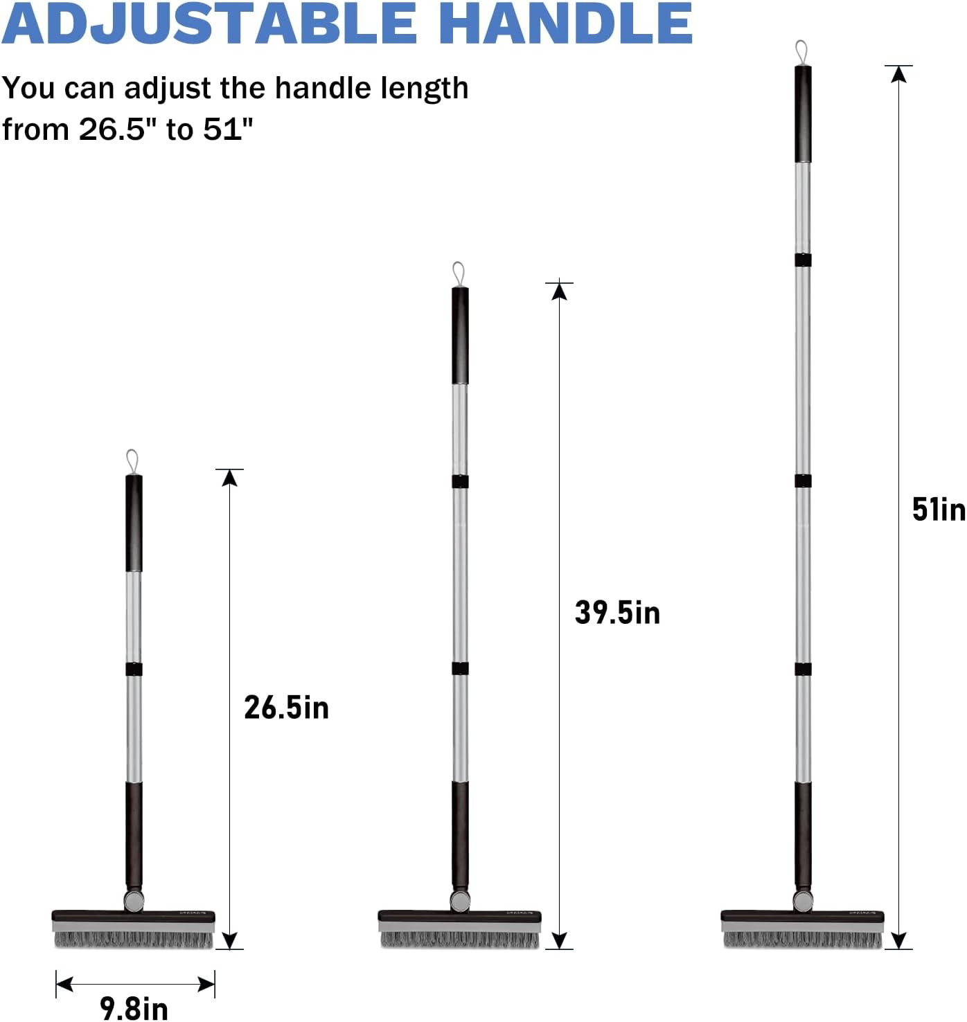 Grout Cleaner Brush with Long Handle V-Shaped Floor Scrub Brush Swivel