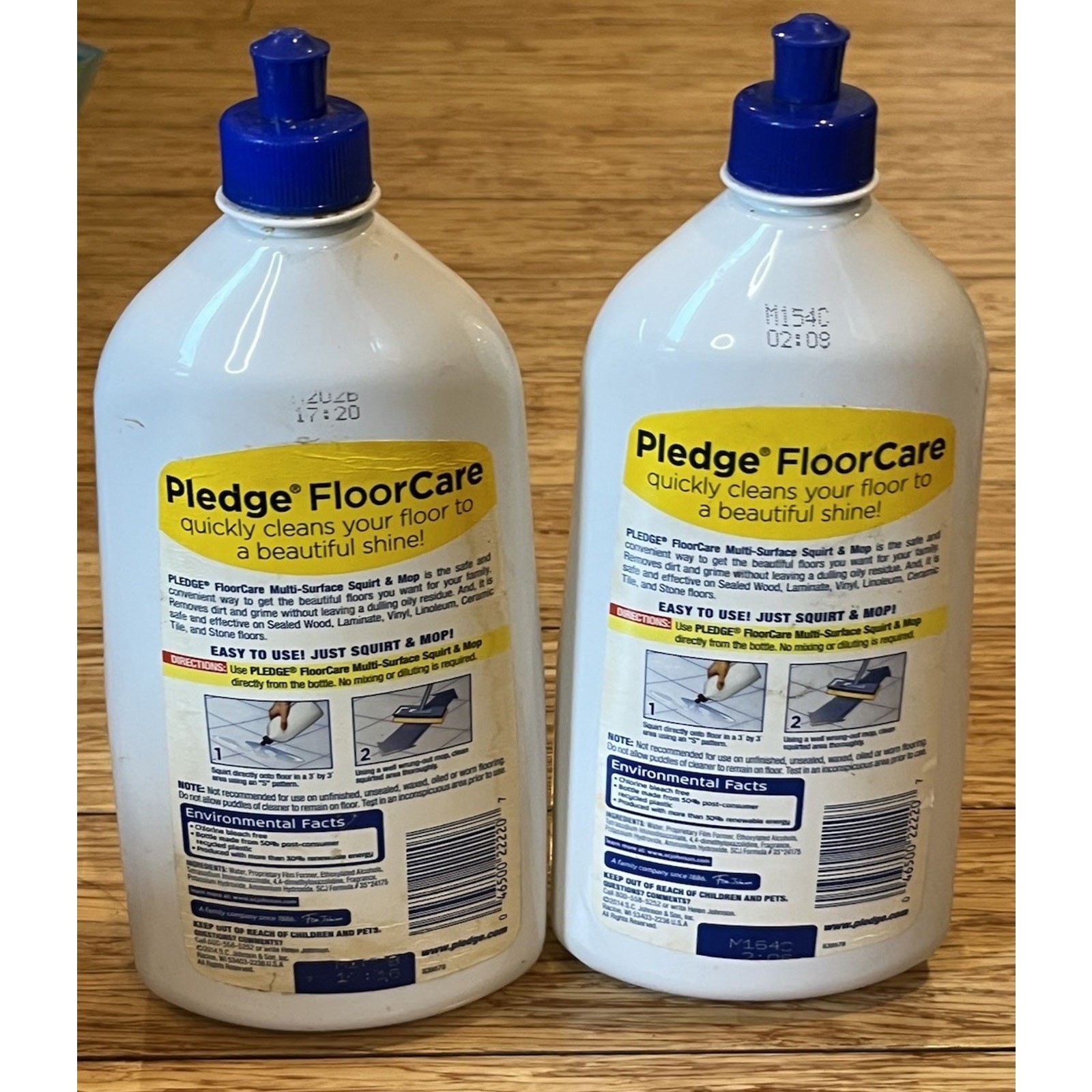 2 SC Johnson PLEDGE Floor Care Multi-Surface Cleaner Squirt & Mop 27oz