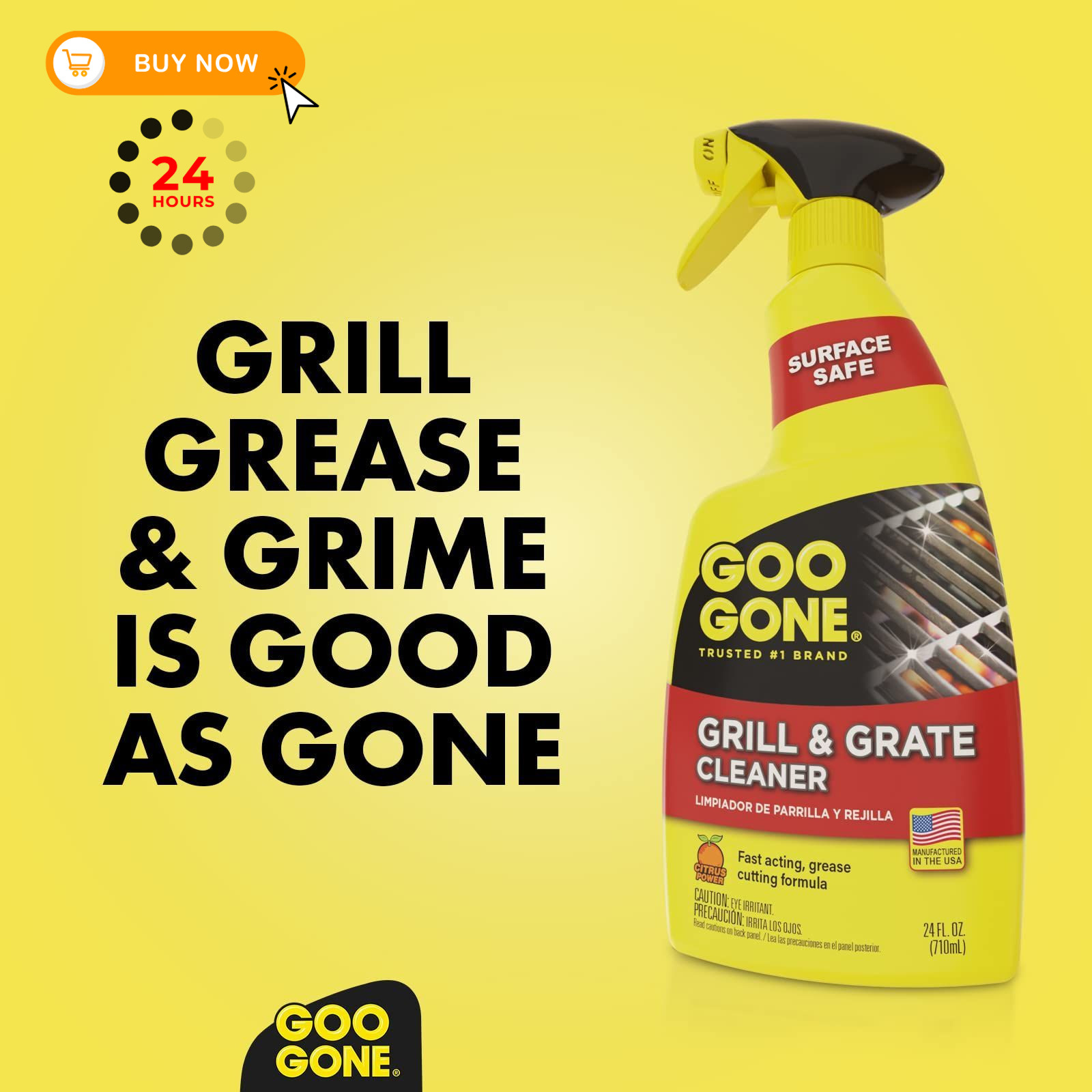 Goo Gone Grill and Grate Cleaner – 24 Ounce – 24 Fl Oz (Pack of 1), Clear