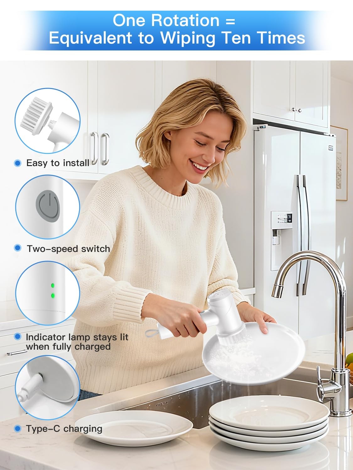 Electric Spin Scrubber Cordless Cleaning Brush for Tub Tile Floor Sink