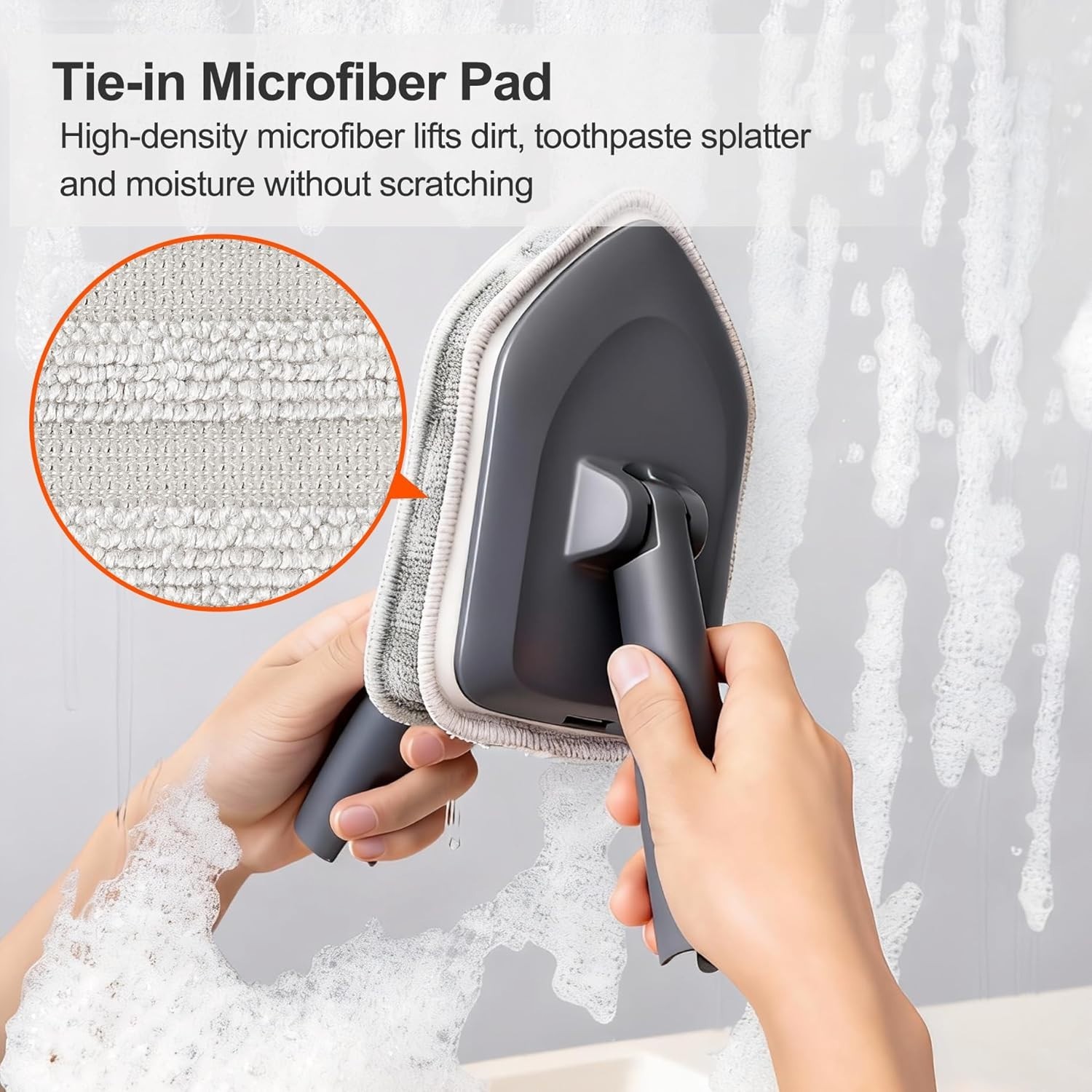 Tile Tub Scrubber Brush with 3 Different Function Cleaning Heads and 56″ Exte…