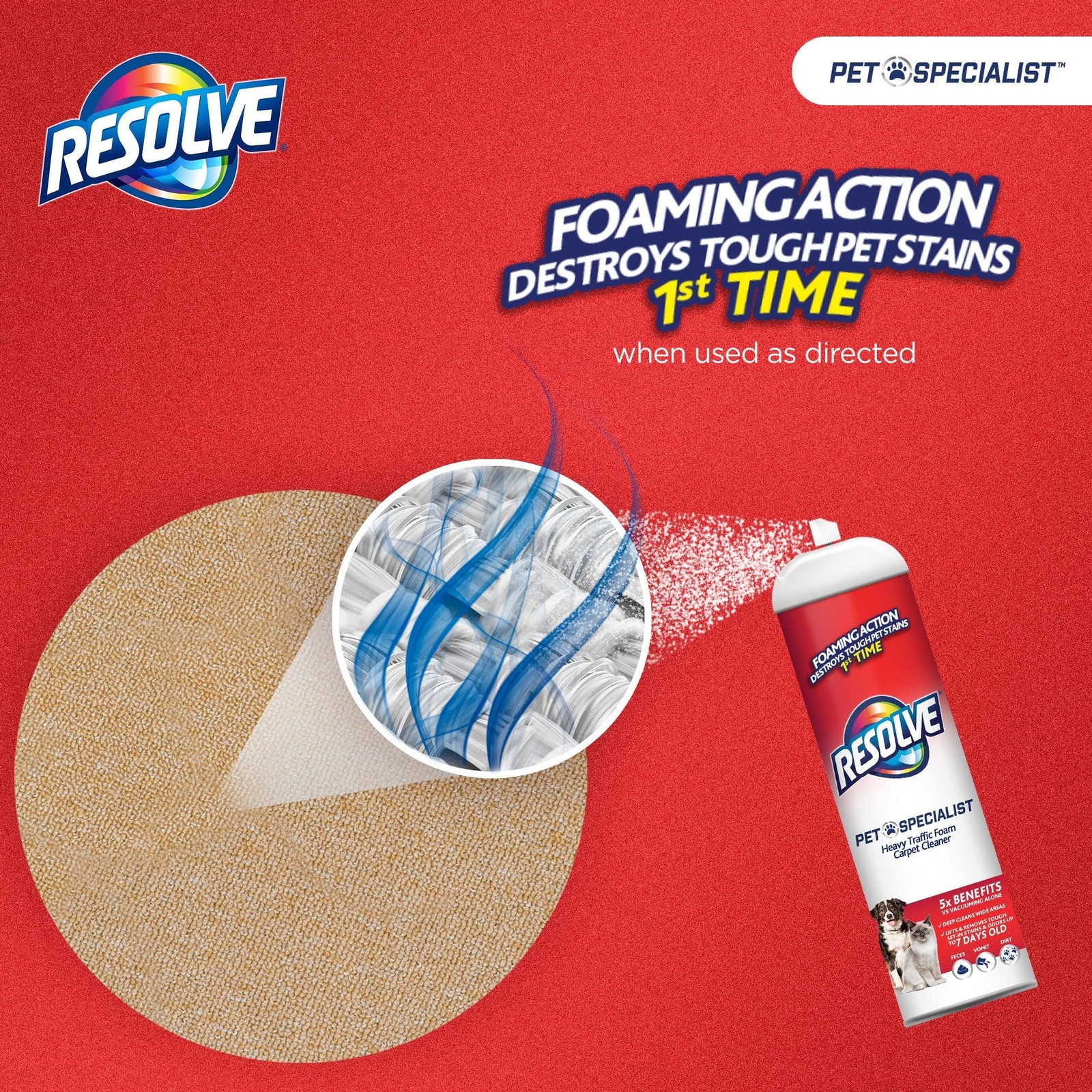 Pet Specialist Heavy Traffic Foam, Carpet Cleaner, Pet Stain and Odor Remover…