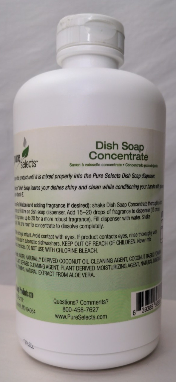 Pure Selects Dish Soap Concentrate 32 fl. oz./1 qt. Seal Broken
