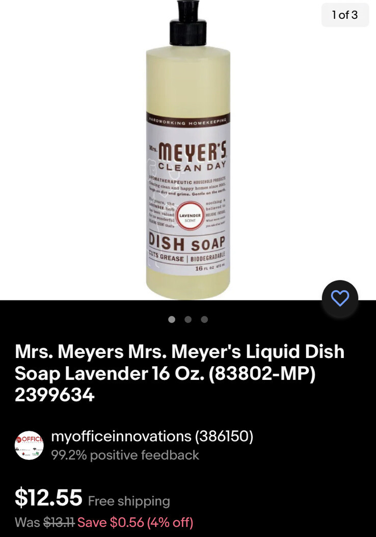 Mrs. Meyers Mrs. Meyer’s Liquid Dish Soap Lavender 16 Oz. Best Holiday Gift