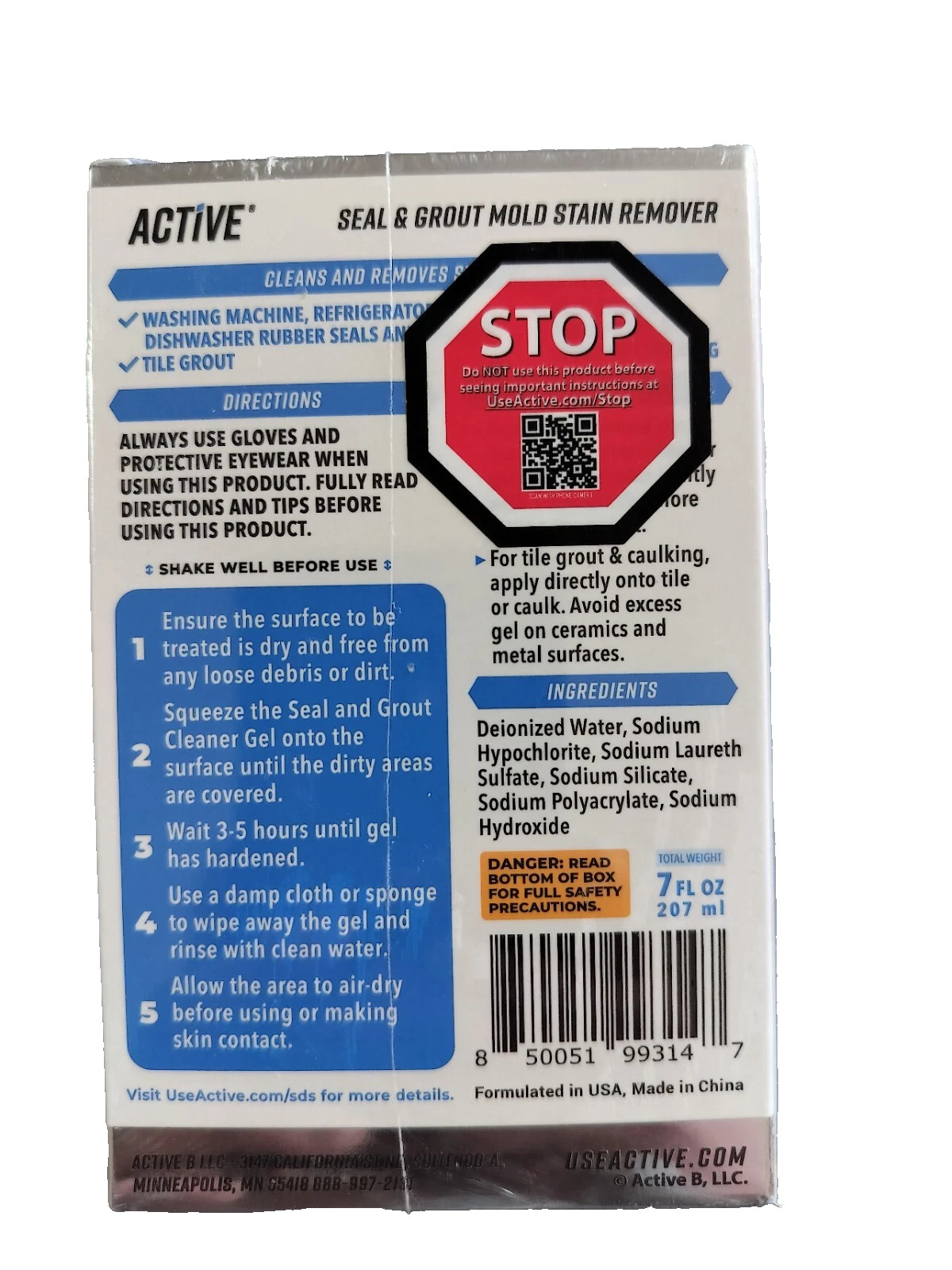 ACTIVE Mold Stain Remover Gel Cleaner 7 oz. New, Sealed