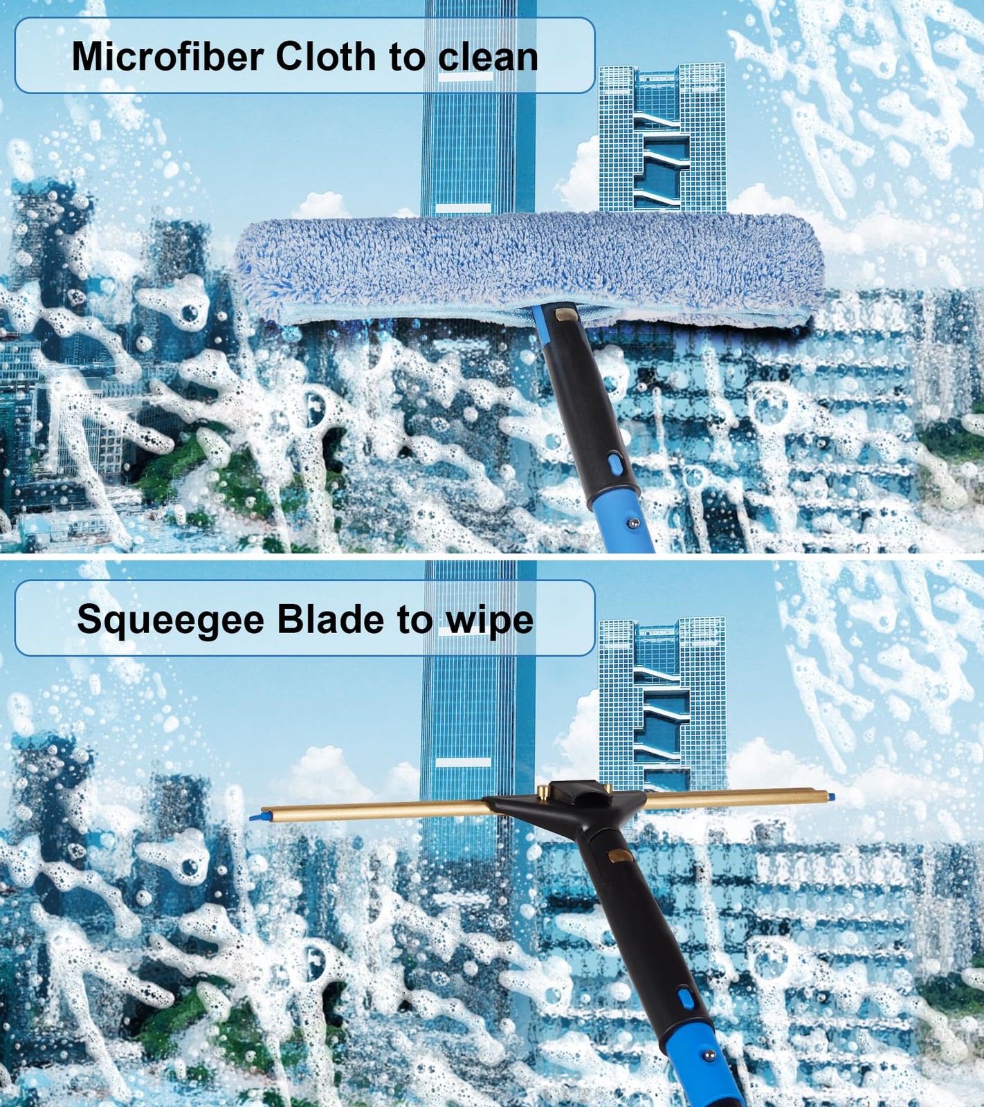 Swivel Squeegee Kit with 4 Extension Poles,Glass Scraper, Bendable Duster, 2 …