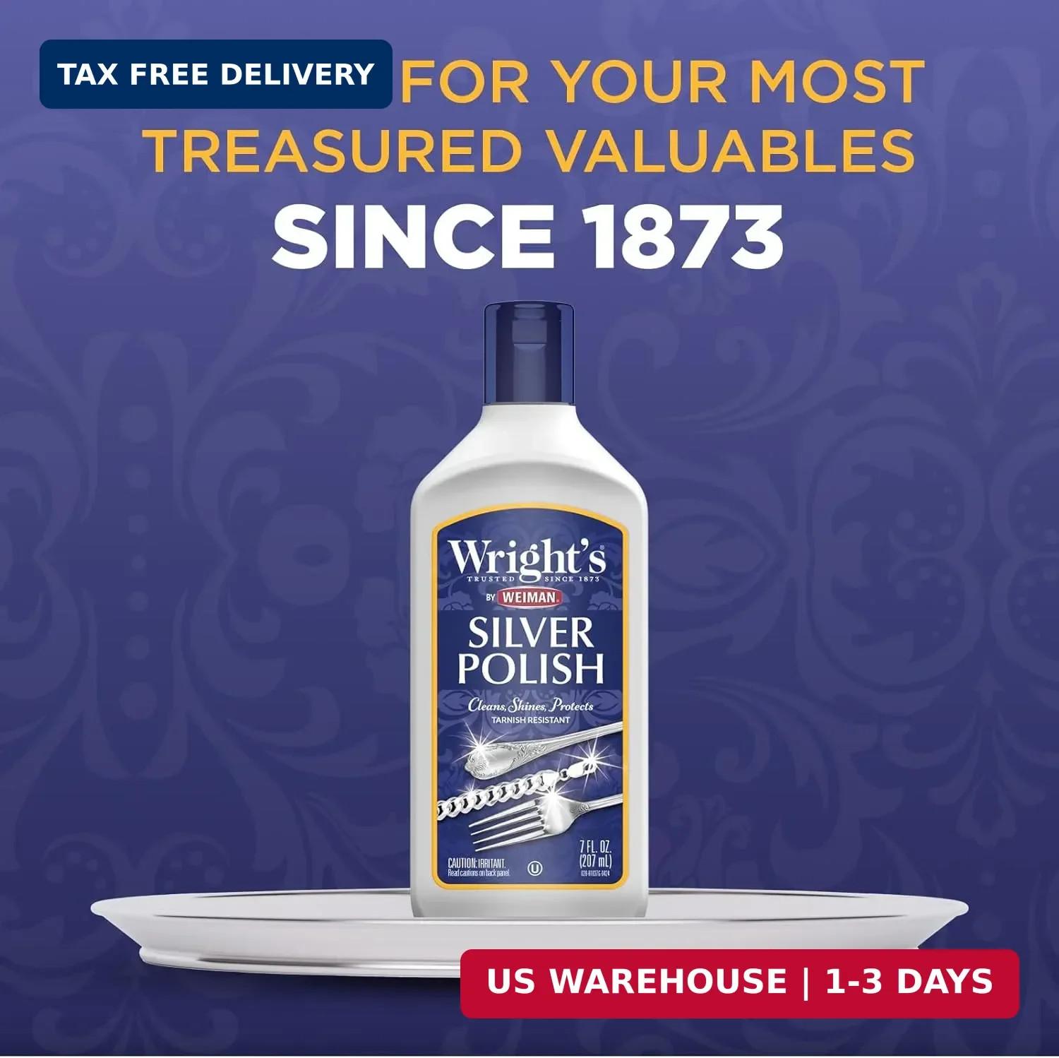 Wright’s Silver Cleaner and Polish – 7 Ounce (2 Pack) Ammonia-Free – Use on Silv