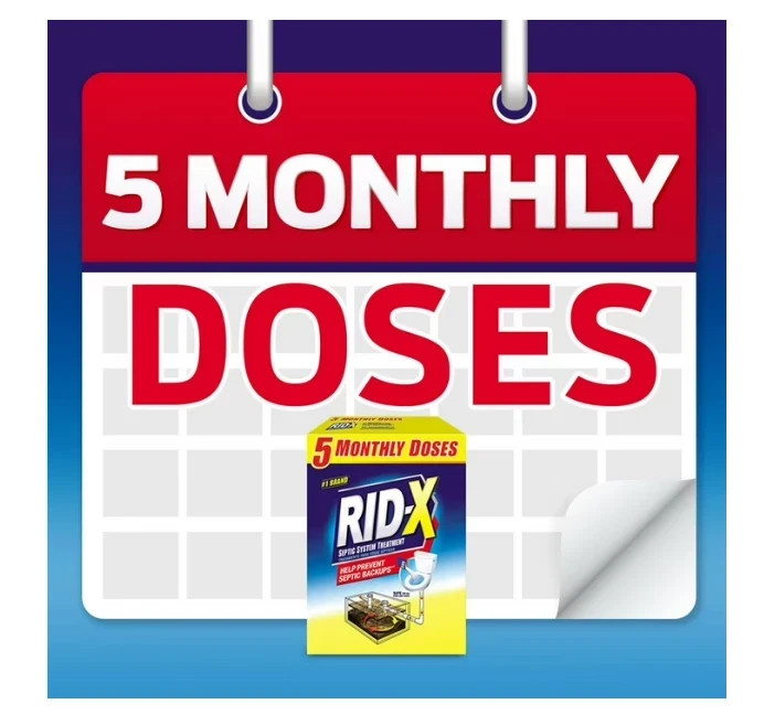 RID-X Septic Treatment, 5 Month Supply Of Powder, (49 oz.) Free Shipping RiDx
