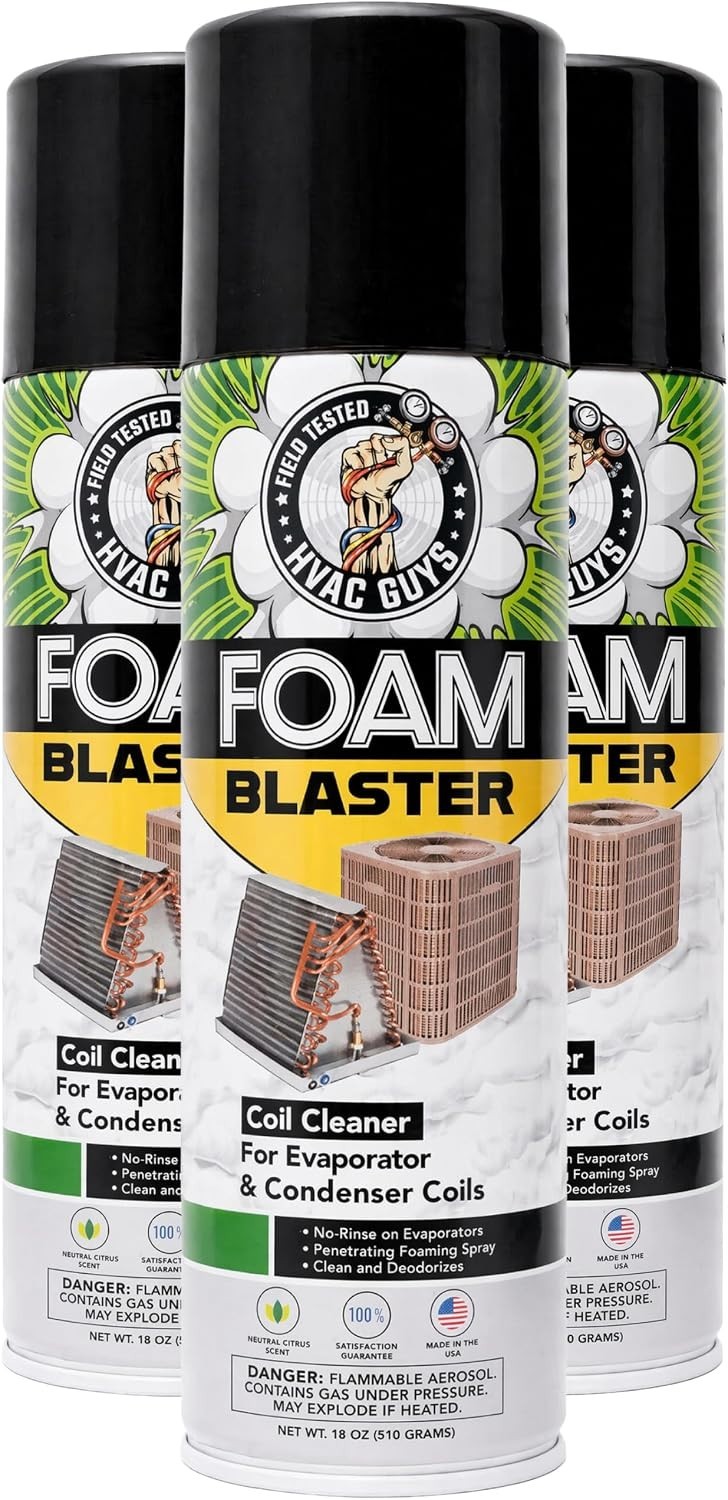 HVAC Coil Cleaner Foam Spray 3 Pack 18oz Deep Penetrating Evaporator and Cond…