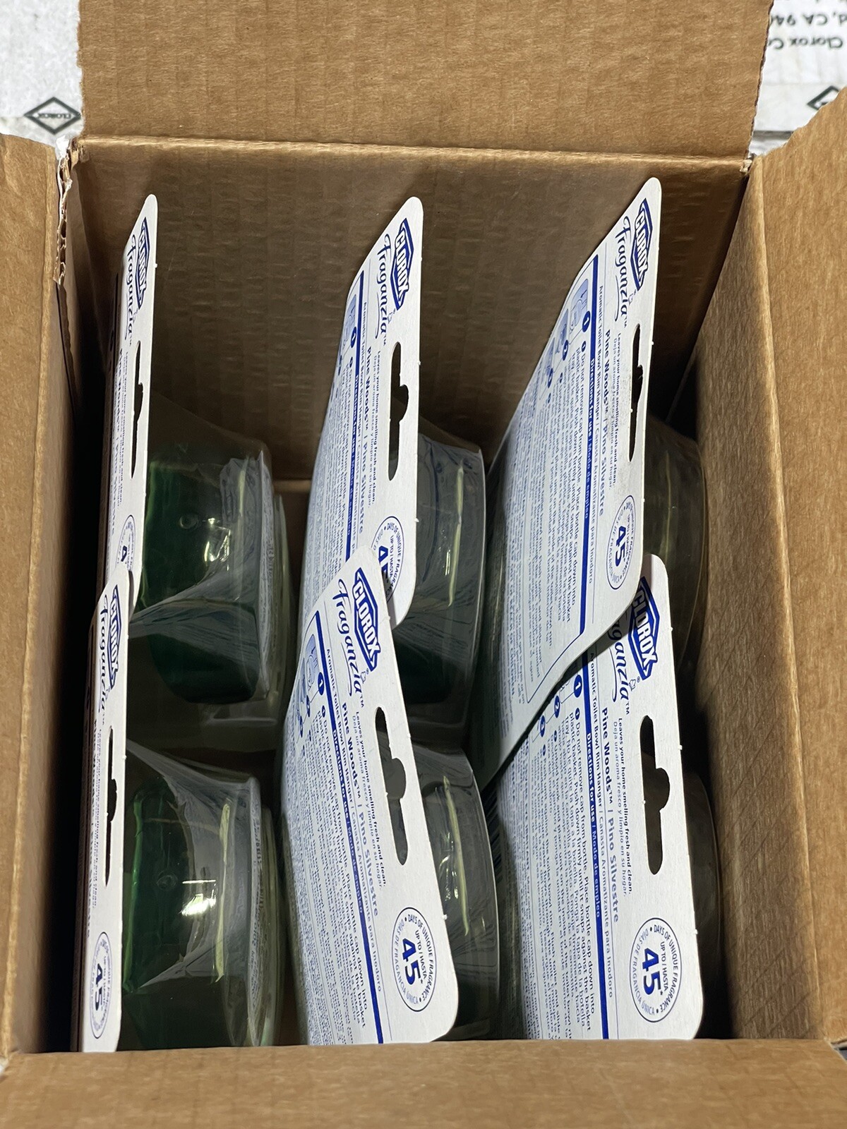 Lot of 6 Clorox Fragranzia pine woods automatic toilet bowl rim hanger
