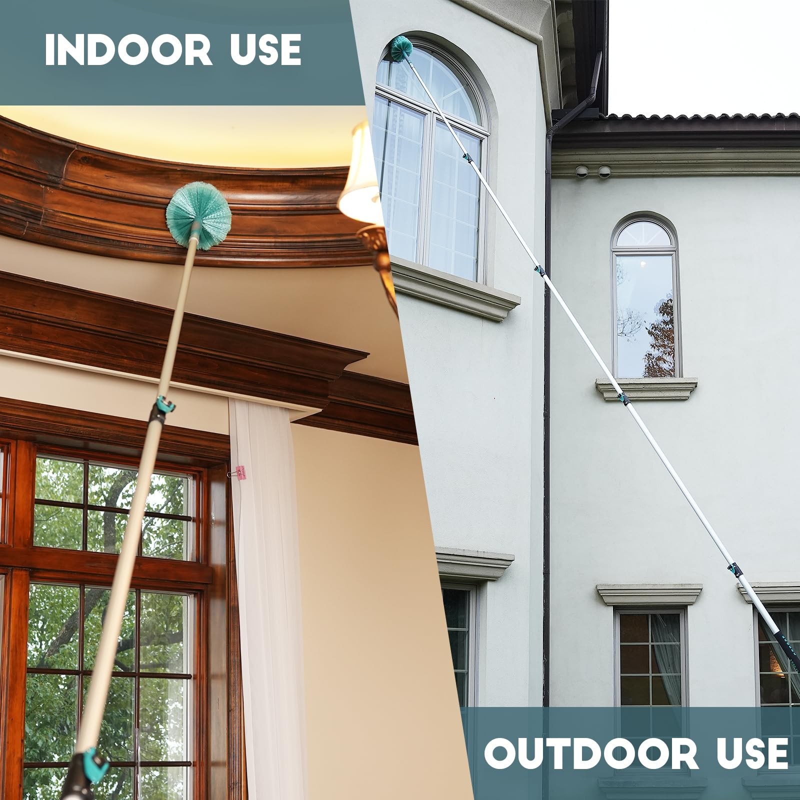 30 Feet High Reach Cobweb Duster with 6-24Ft Extension Pole, Webster Cobweb D…