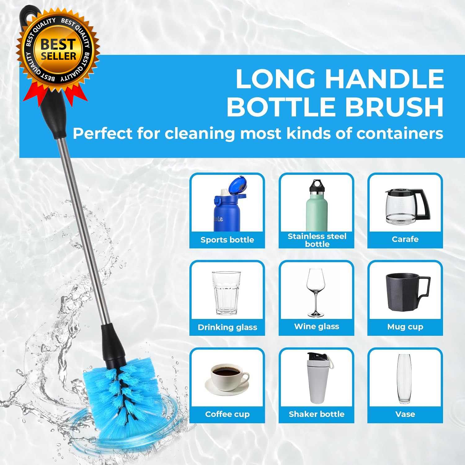 5 Pack Bottle Brush Straw Cleaner Brush Long Handle Water Bottle Scrubbing Brush