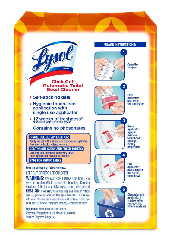 Lysol Click Gel Automatic Toilet Bowl Cleaner, Toilet Gel Stamp, Toilet Freshene