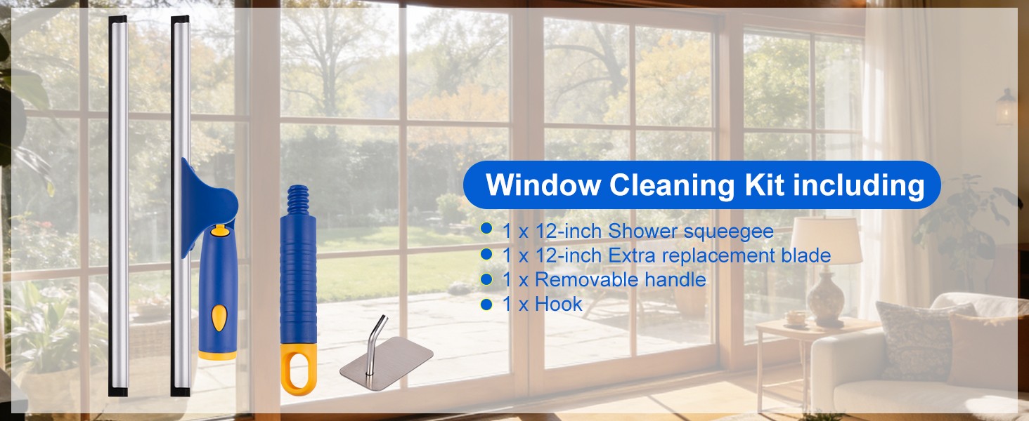 Swivel Shower Squeegee for Glass Doors, All-Purpose Anti-Slip Window Squeegee