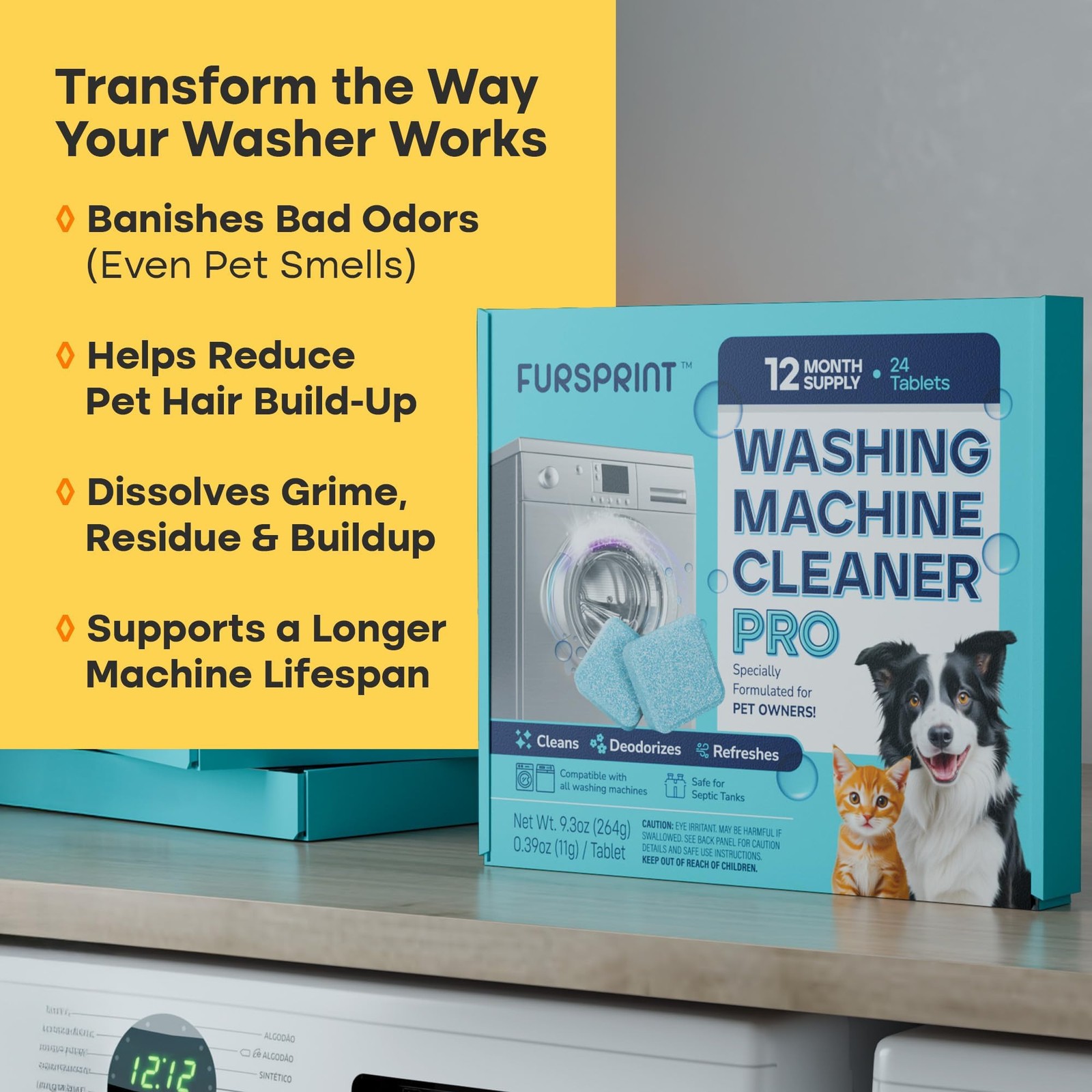 Washing Machine Cleaner Tablets – 24 Pack for a 12 Month Supply. Formulated f…