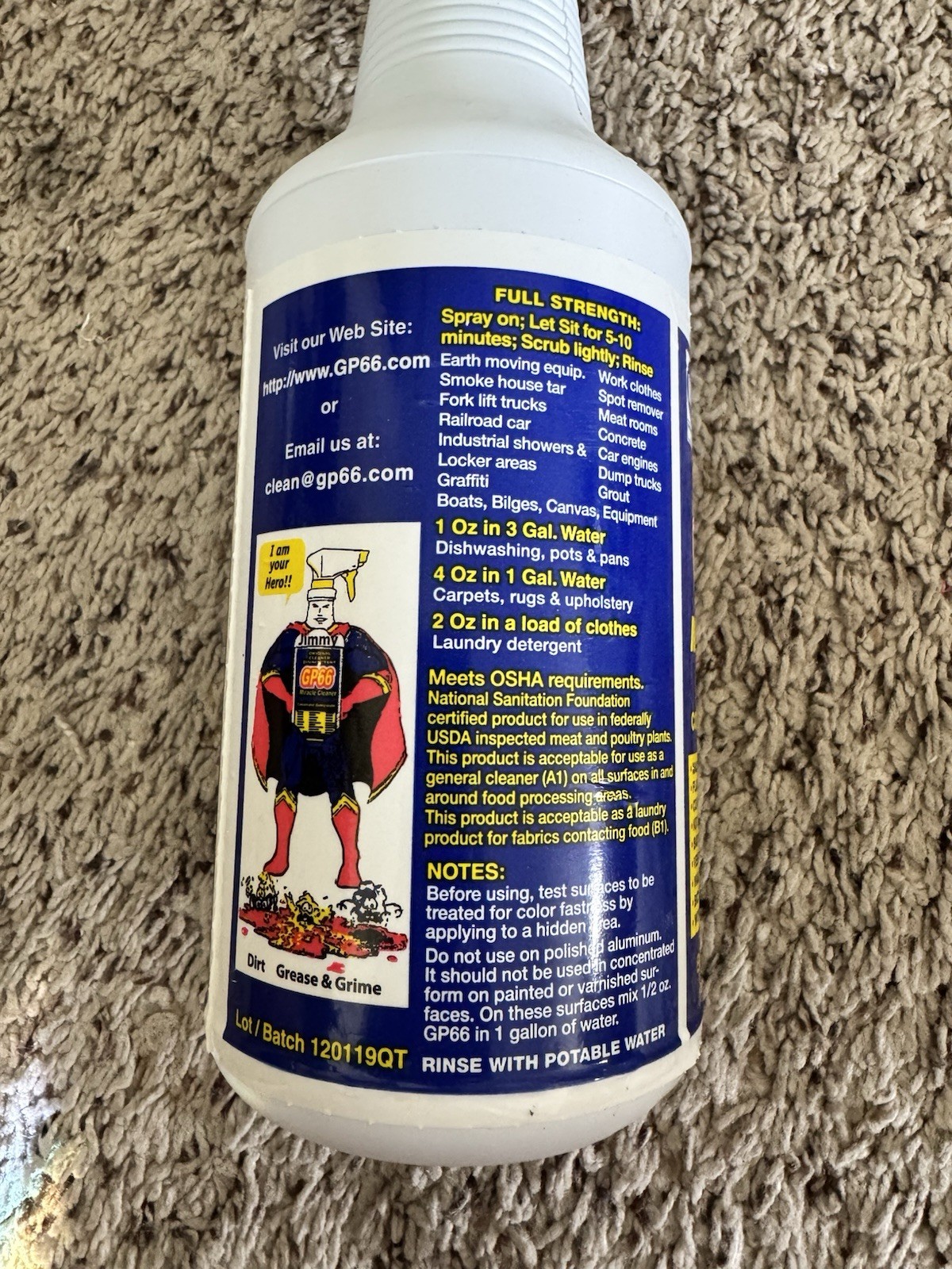 GP66 Miracle Cleaner Concentrated Biodegradable 32 oz READ