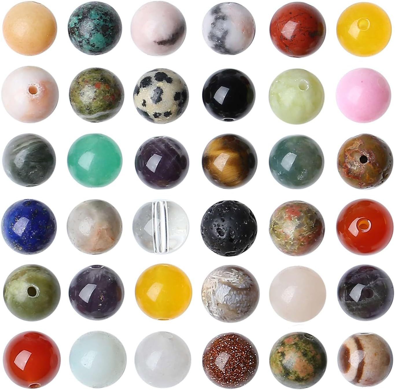 Multicolor 100PCS 6Mm round Natural Stone Beads for DIY Jewelry Making