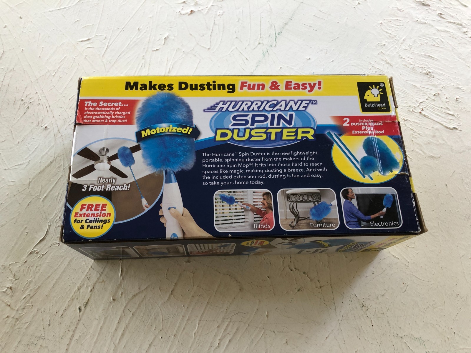 Hurricane Spin Duster Motorized Dust Wand With Extension For Ceiling Fans