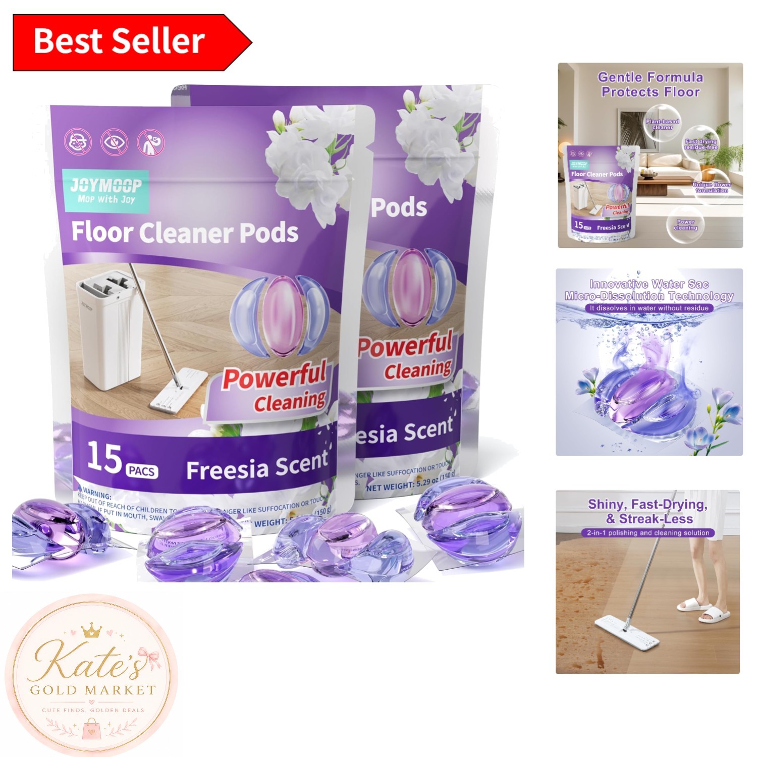 30 PCS Floor Cleaner Pods – -Enzyme Formula for All Floors with Freesia Scent