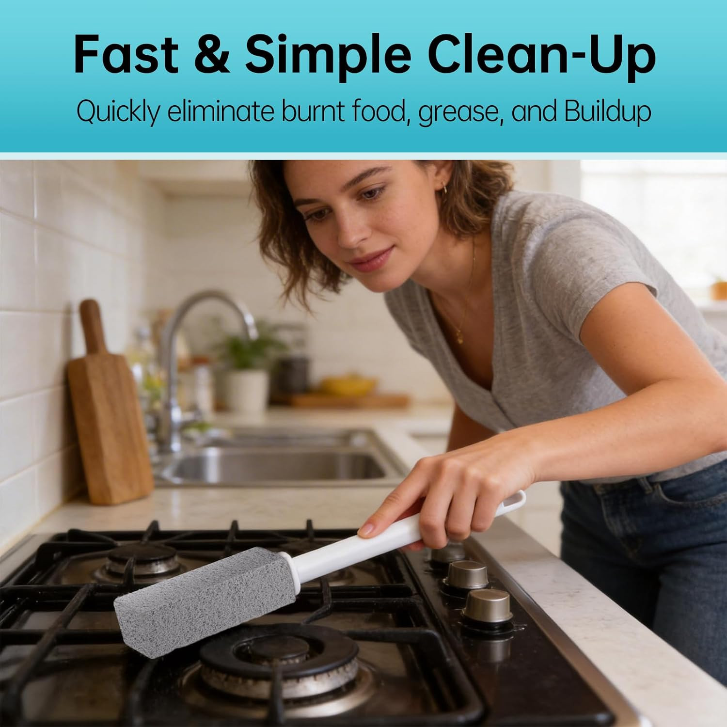 Pumice Stone for Cleaning Stove, 3 Packs Pumice Stone with Handle, Freely Tri…