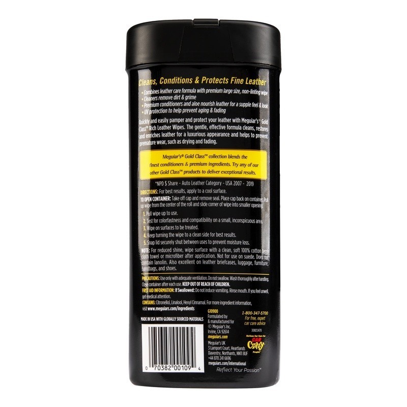 Leather Cleaner Conditioner Wipes Cleans Protects Nourishes 25 Count Non Linting