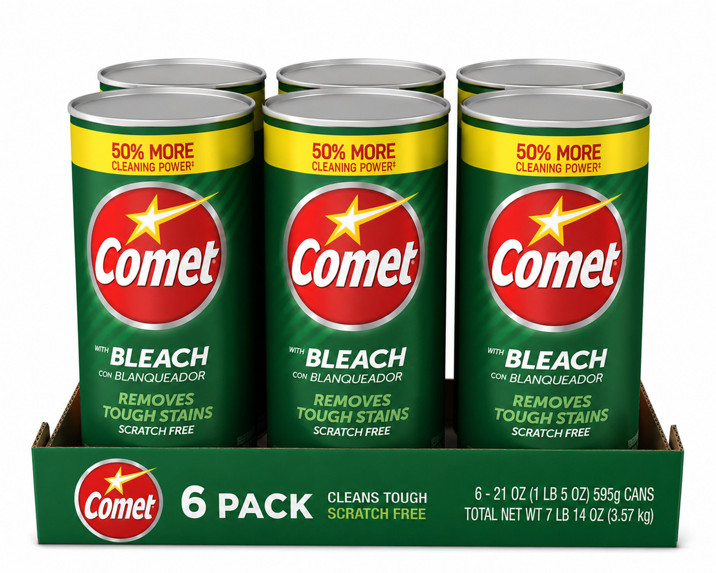 6 PACK Comet Cleaner with Bleach All-Purpose Removes Stains, Pine