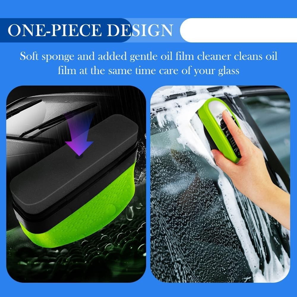 2025 New Automotive Oil Film Cleaning Brush, Clear Vision Glass Cleaner, 2 PACK
