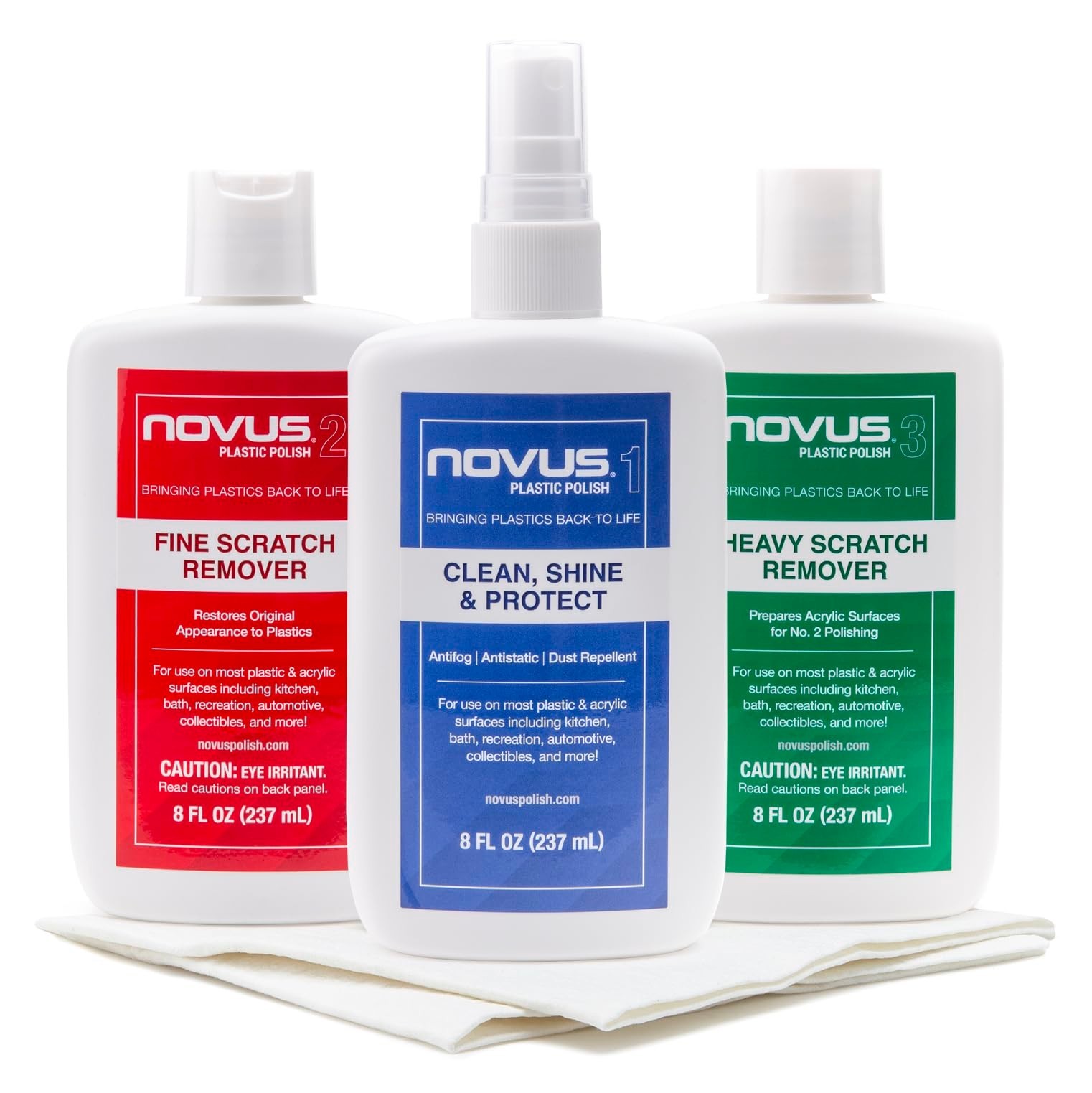 Plastic Clean & Shine Kit – Fine & Heavy Scratch Remover + Polish, 8 oz Bottles