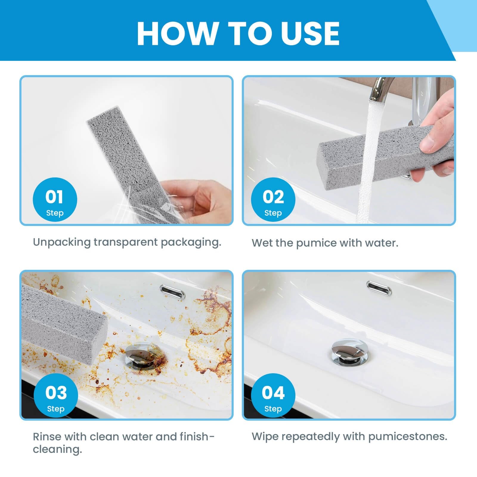 14 PCS Pumice Stone Toilet Bowl Cleaner Set for Bathroom, Kitchen, Pool & Grill