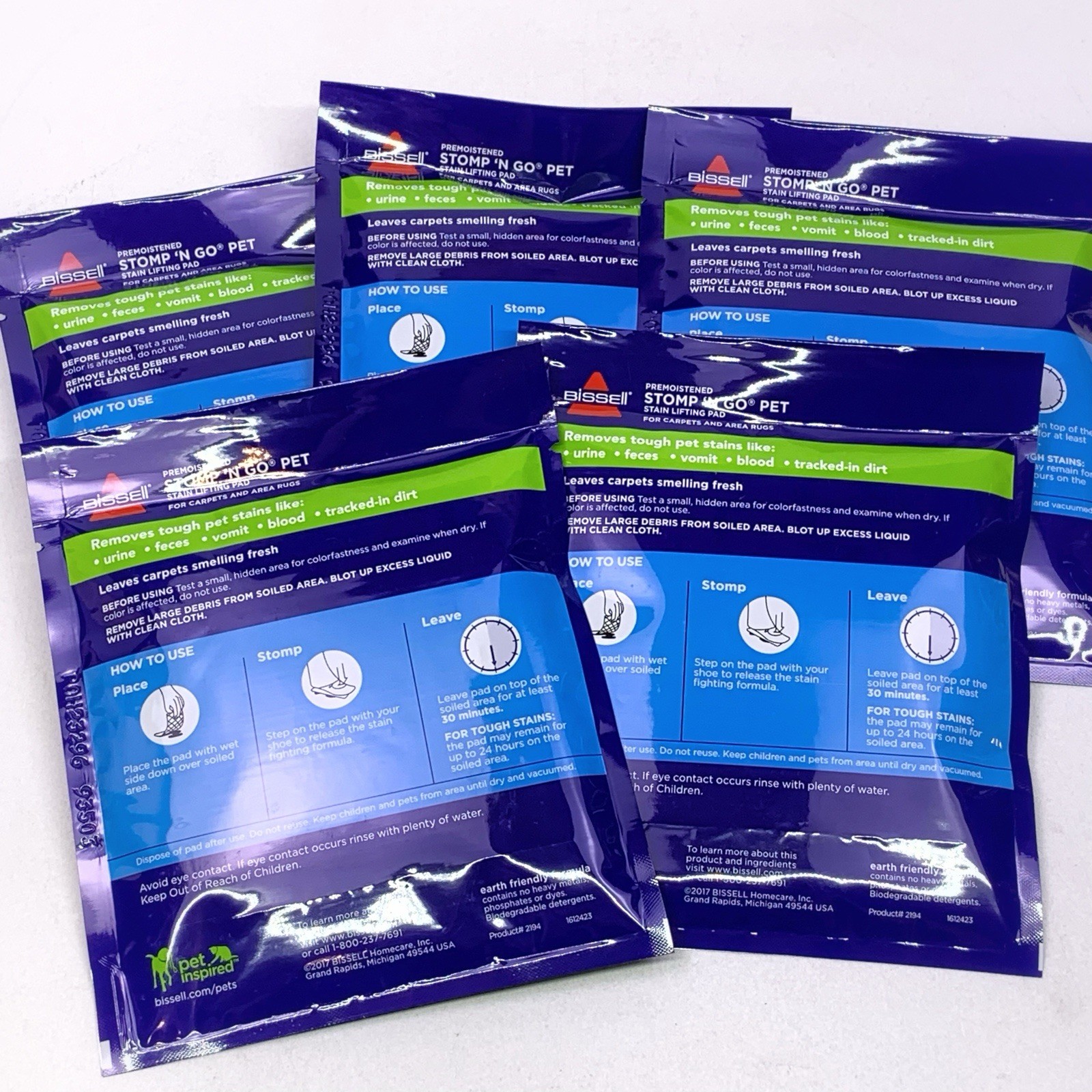 Bissell Stomp ‘n Go Pet Stain Lifting Pad+ OXY 20 Pack New Sealed Remove Stains