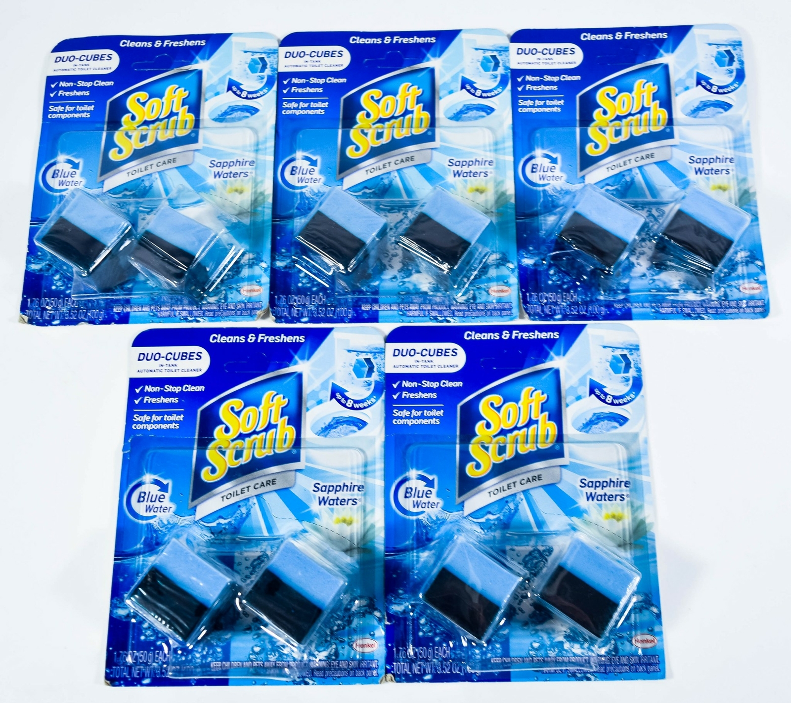 5 Soft Scrubs SAPPHIRE WATERS Duo-Cubes In Tank Toilet Automatic Cleaner 10 ct