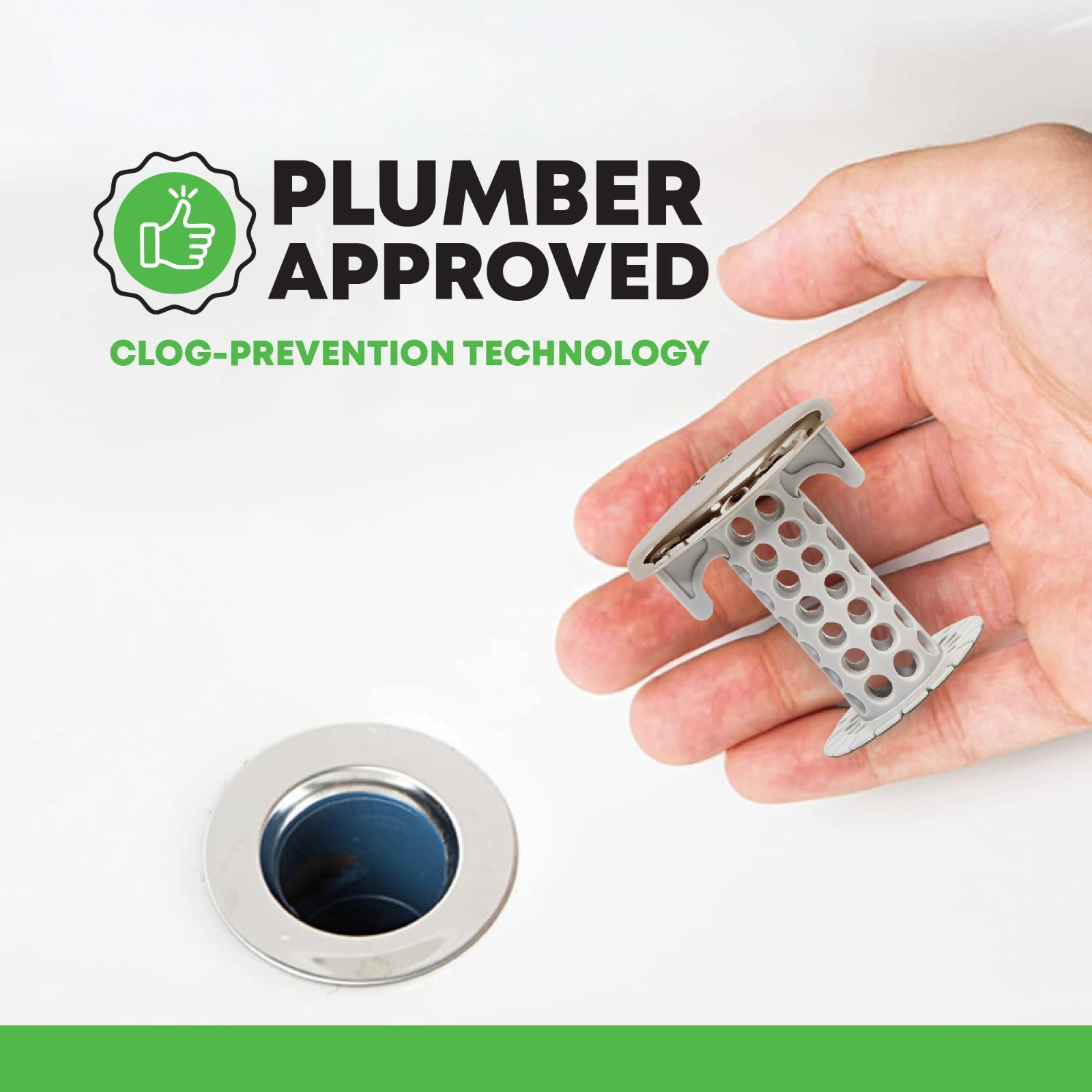 SinkShroom Nickel Award-Winning Drain Protector Hair Catcher Snare by TubShroom