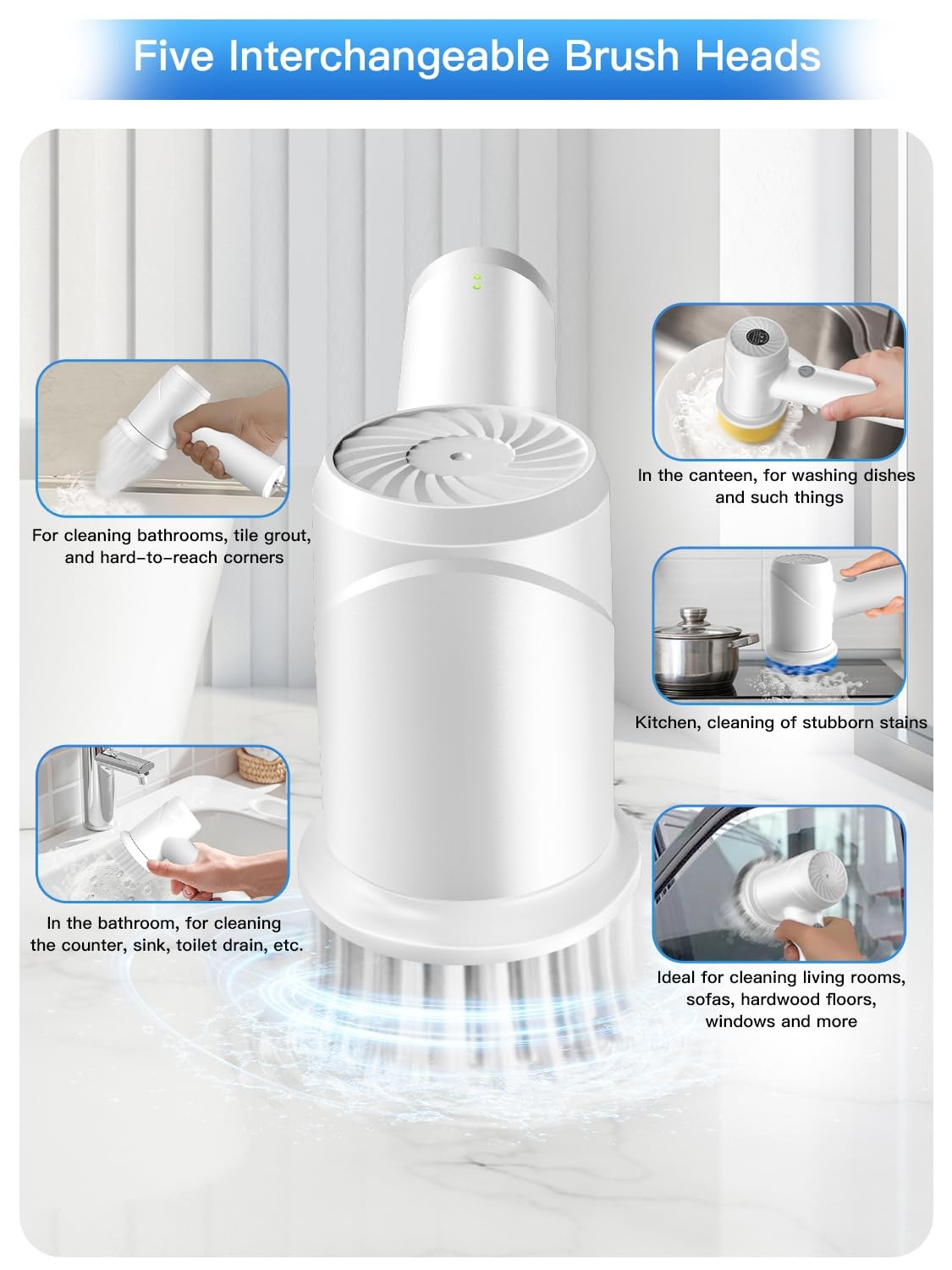 Electric Spin Scrubber Cordless Cleaning Brush for Tub Tile Floor Sink