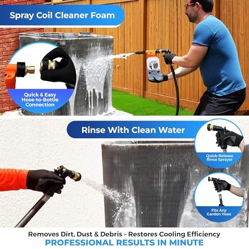 AC Coil Cleaner Cannon Sprayer, 2-Quart HVAC Coil Cannon | Automatic Mixing Foam