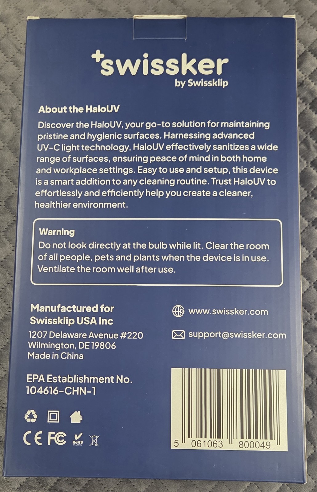 HaloUV Swissker by Swissklip HaloClean UV Original, Home Disinfection Device New