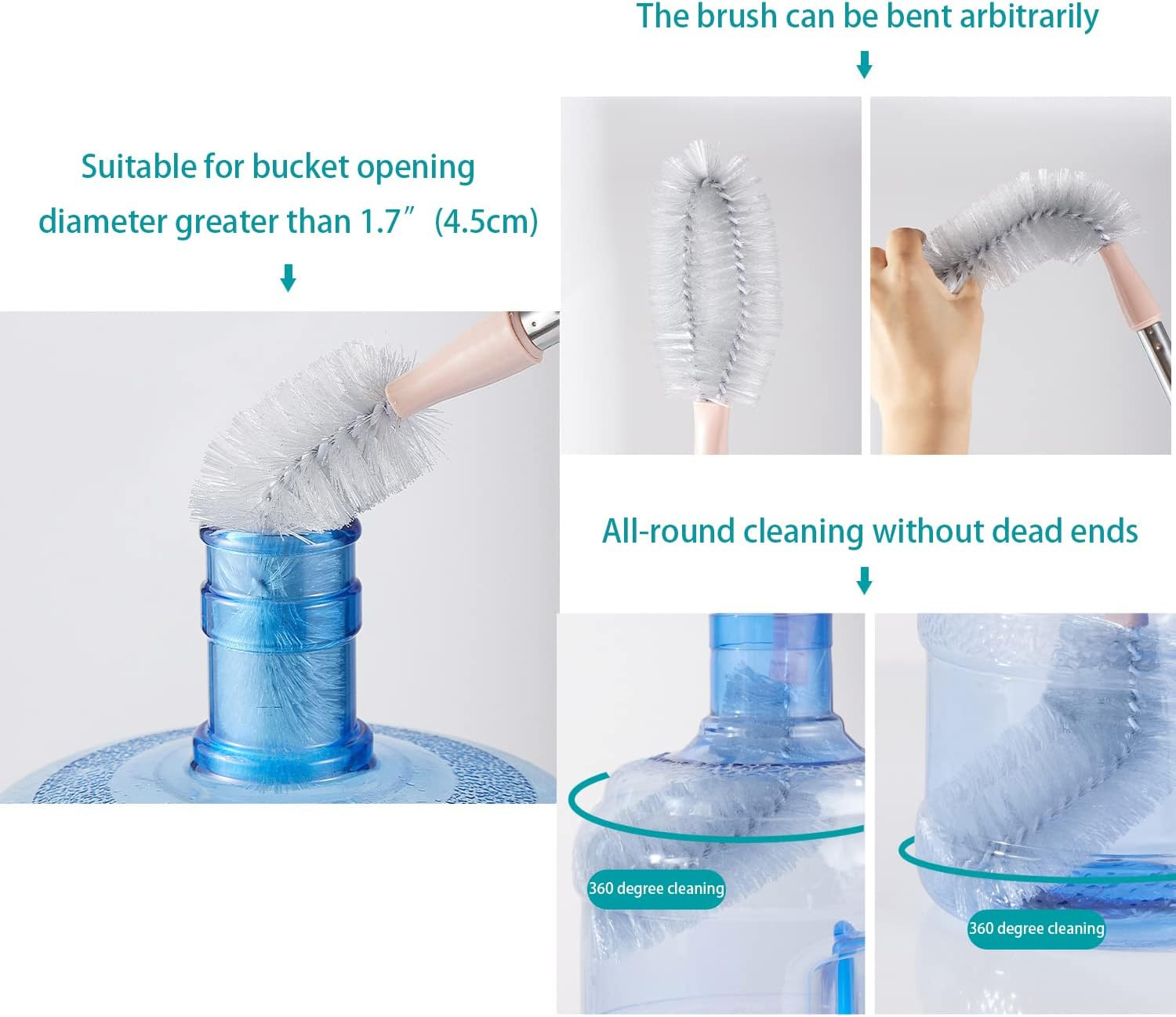 2 Pack 28″ Long Bottle Brush, 3 & 5 Gallon Bottle Cleaner Brush, Nylon Bristles