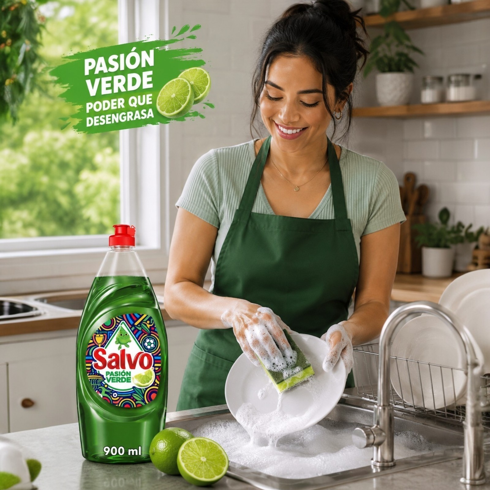 Salvo🍋Pasión Verde Jabón Lavatrastes 900ml / Salvo🍋Dish Soap Detergent 30oz