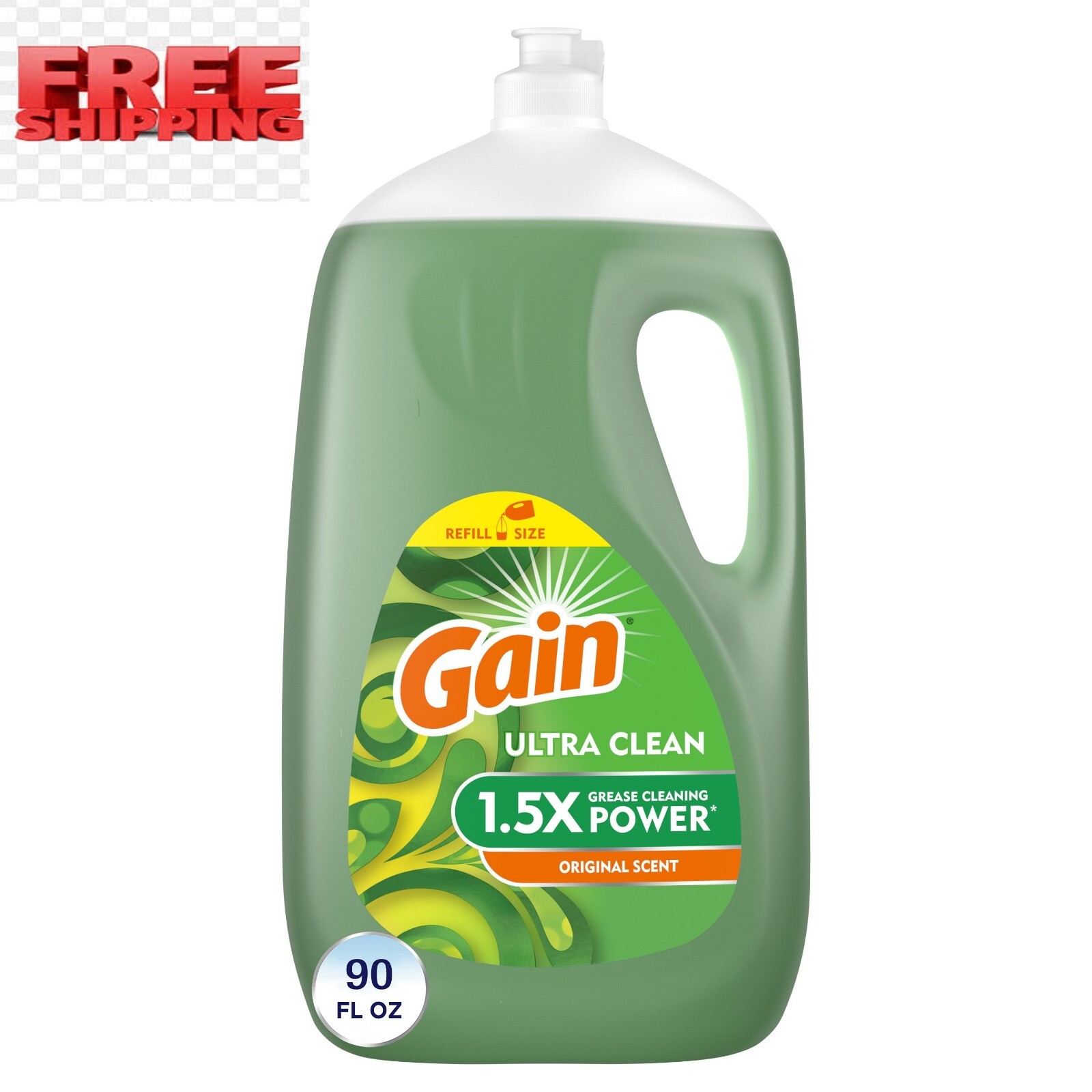 Gain Ultra Dishwashing Liquid Dish Soap, Original Scent, 90.0 fl oz