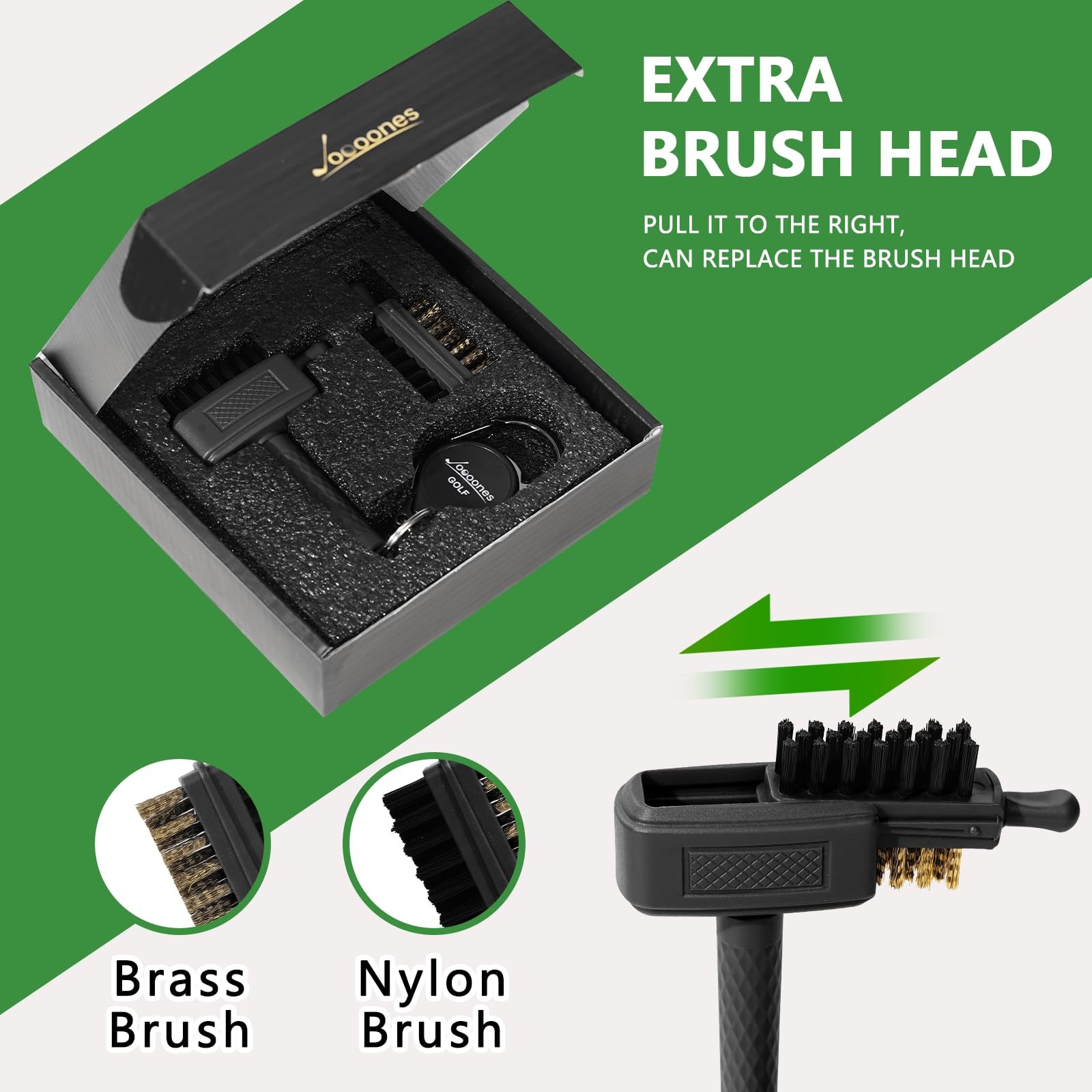 Mini Golf Brush with Nylon/Brass Bristles and Retractable Keychain – Pocket B…