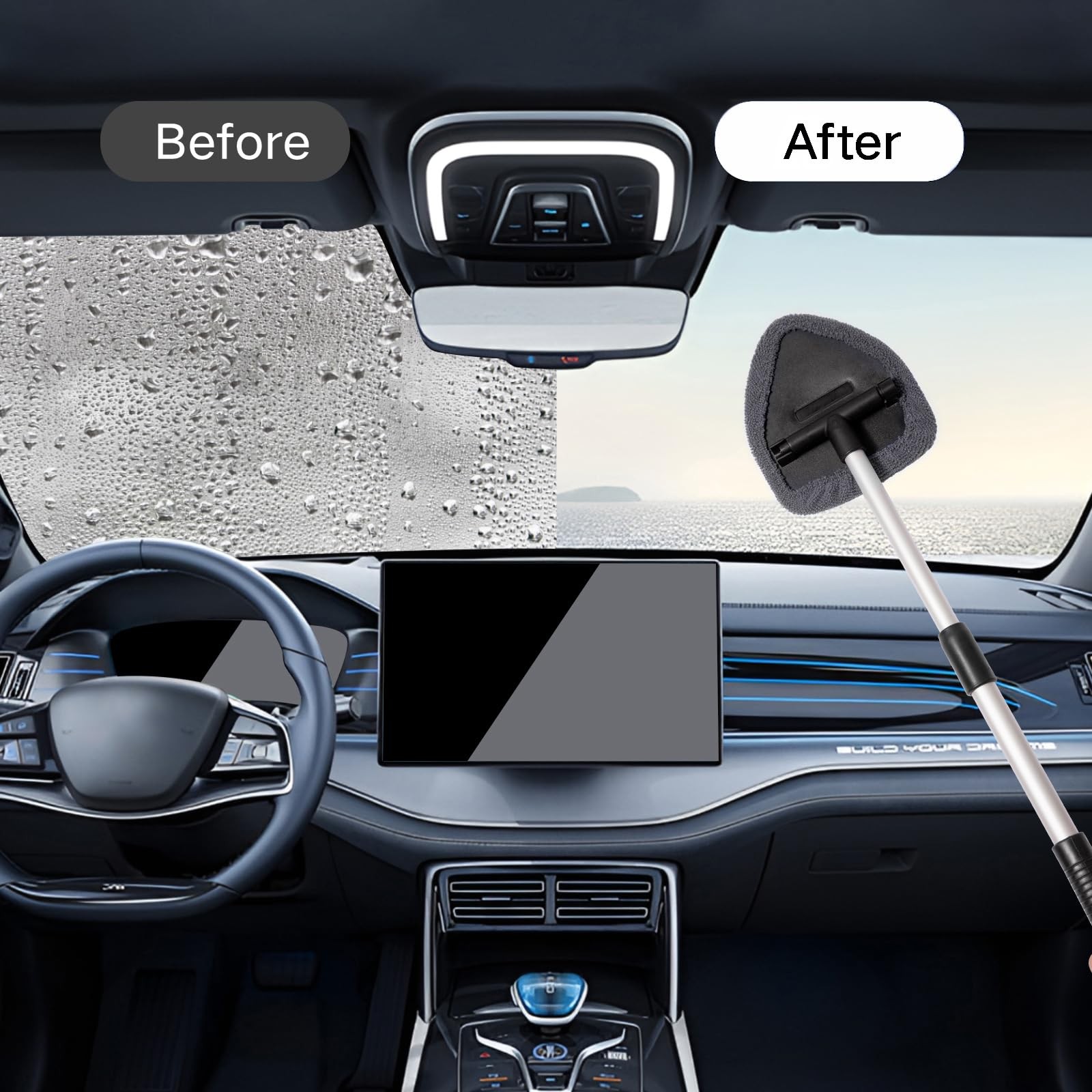 “10pcs Windshield Cleaner Tool Kit with Reusable Microfiber Pads & Spray Bottle”