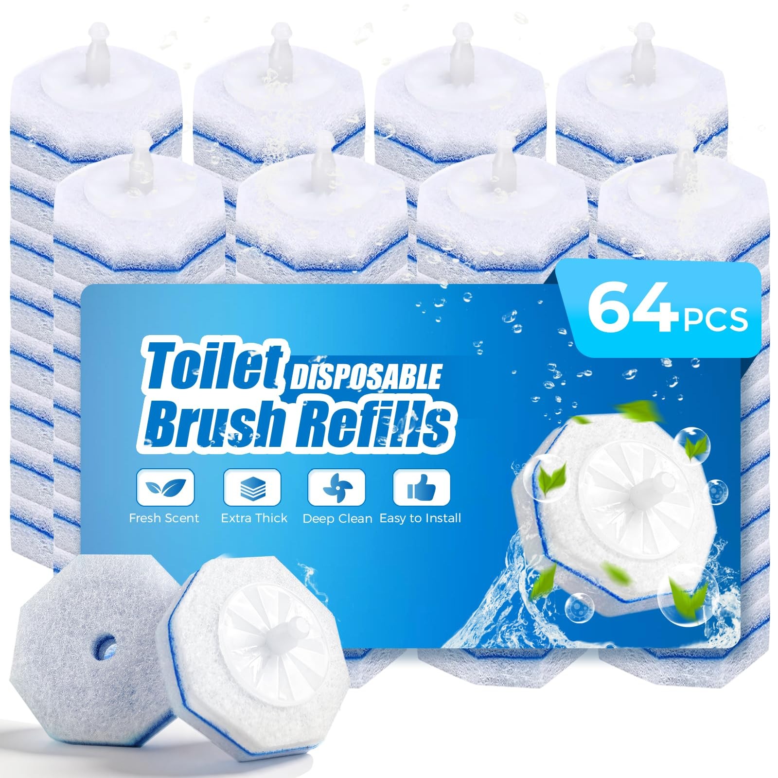 64 Count Toilet Wand Refills for Clorox Toilet Wand,5X Cleaning Power, Extra …