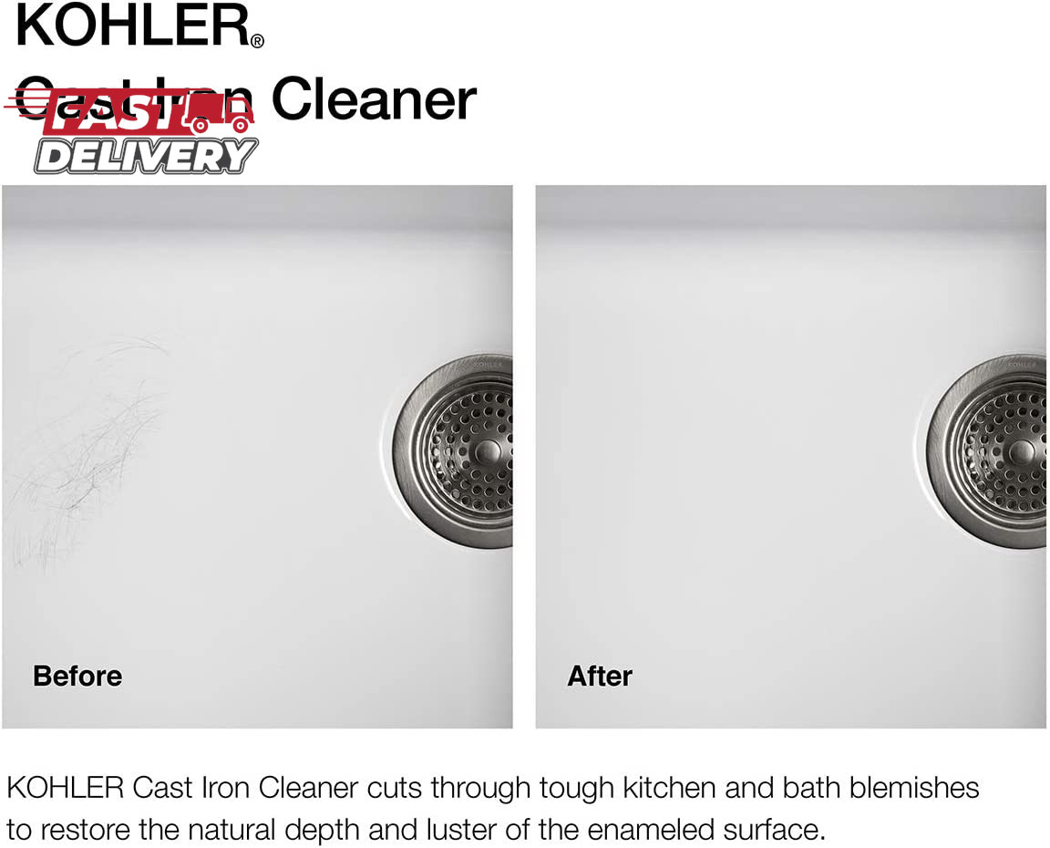 KOHLER K-23725-NA Cast Iron Cleaner, for Kitchen and Bathroom, 8 Oz Bottle, Non-