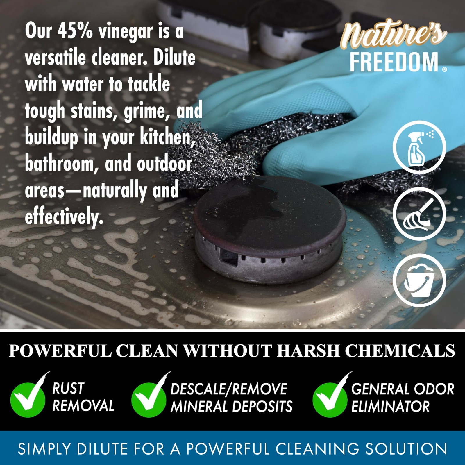 45% Concentrated Vinegar with Funnel – Multi-Purpose – 8 Gallons