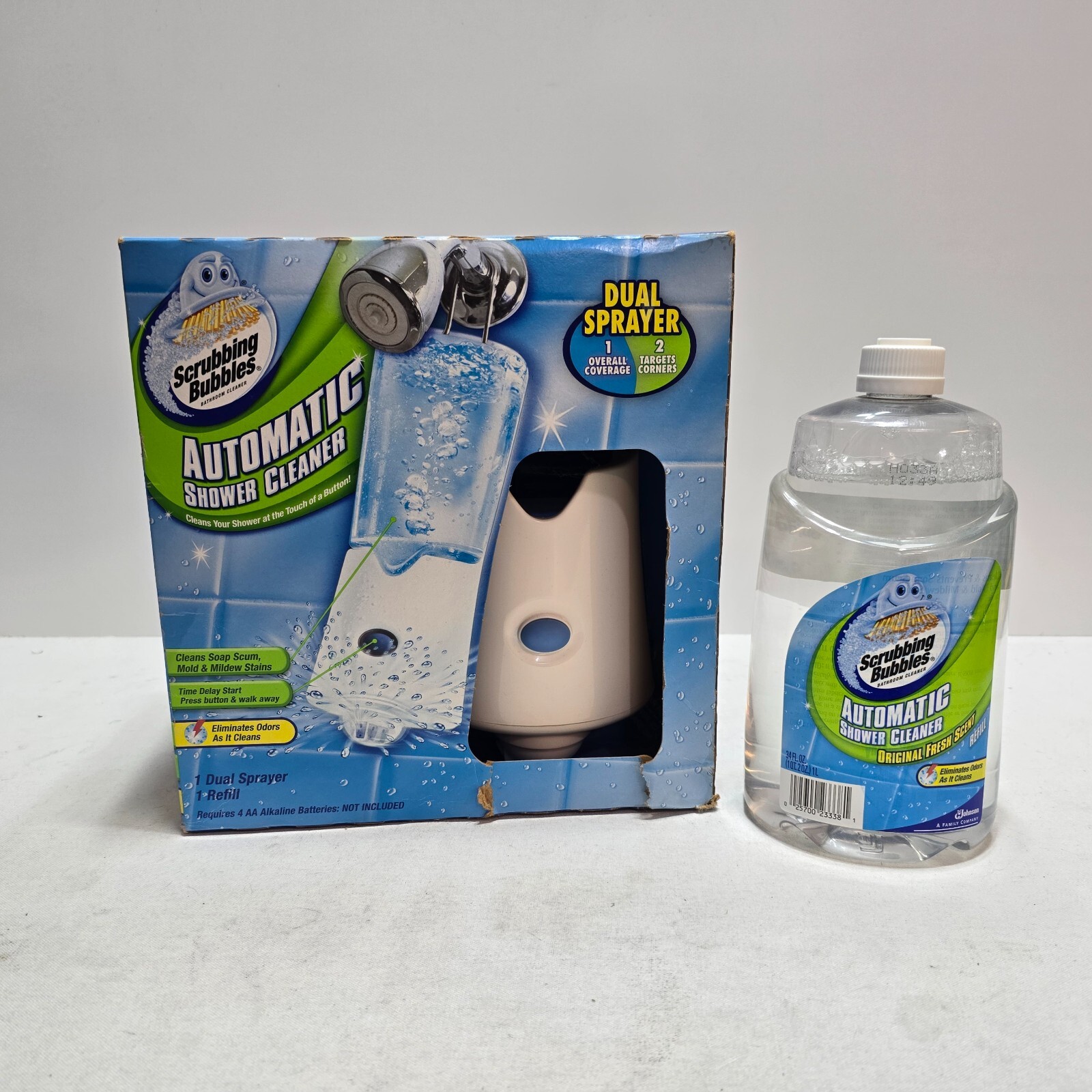 Scrubbing Bubbles Automatic Shower Cleaner Kit Dual Spray w Solution + Refill