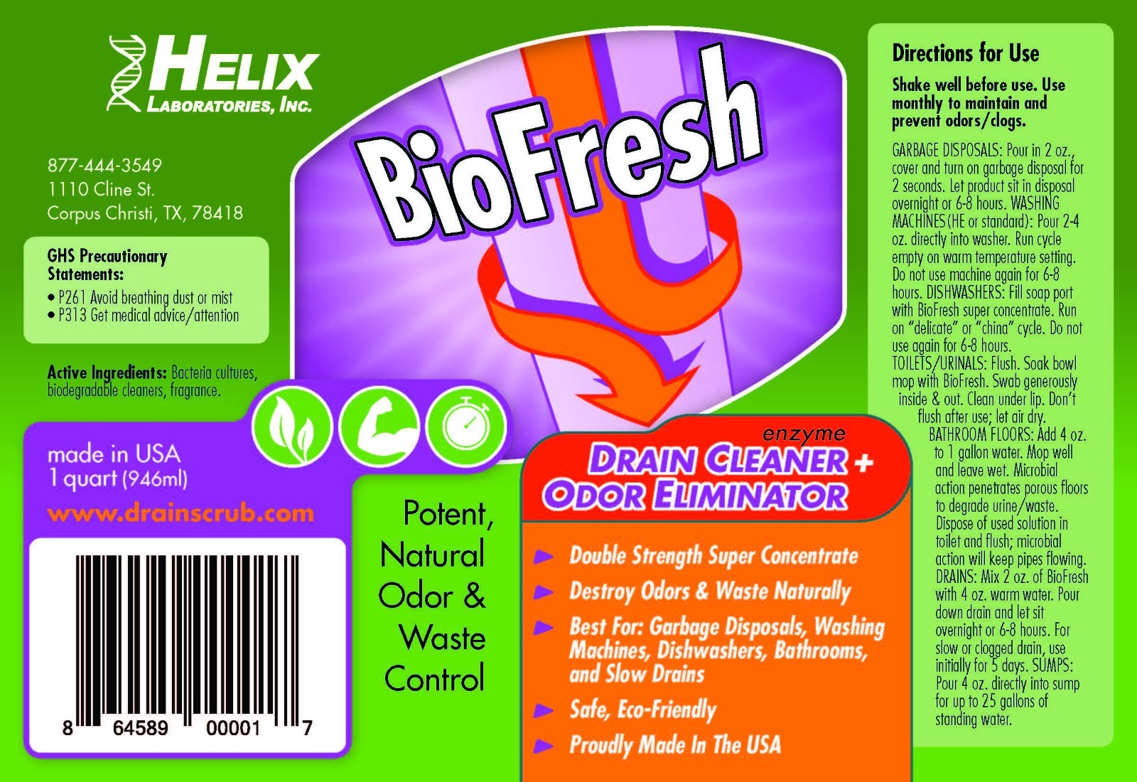 Enzyme Drain Cleaner & Deodorizer for Sinks, Showers, Septics – 32oz Fruit Fly &