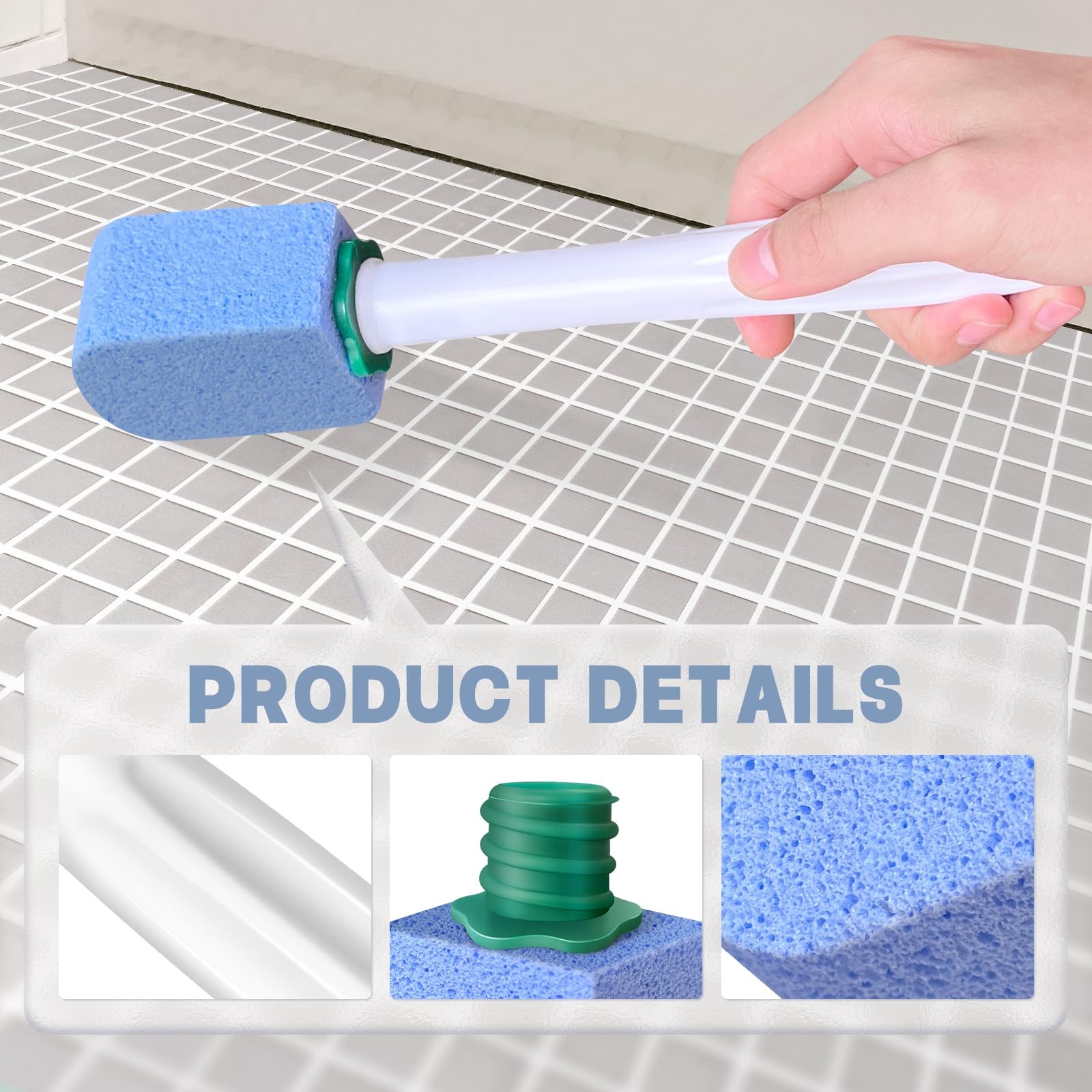 12pcs Pumice Stone Set with 2pcs Long Handle Brush, Cleaning Block for Bathtu…
