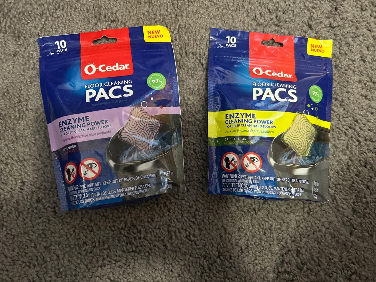 O-Cedar Floor Cleaning PACS 2-10 Count Pacs-1 Crisp Citrus & 1 Lavender-20 Total