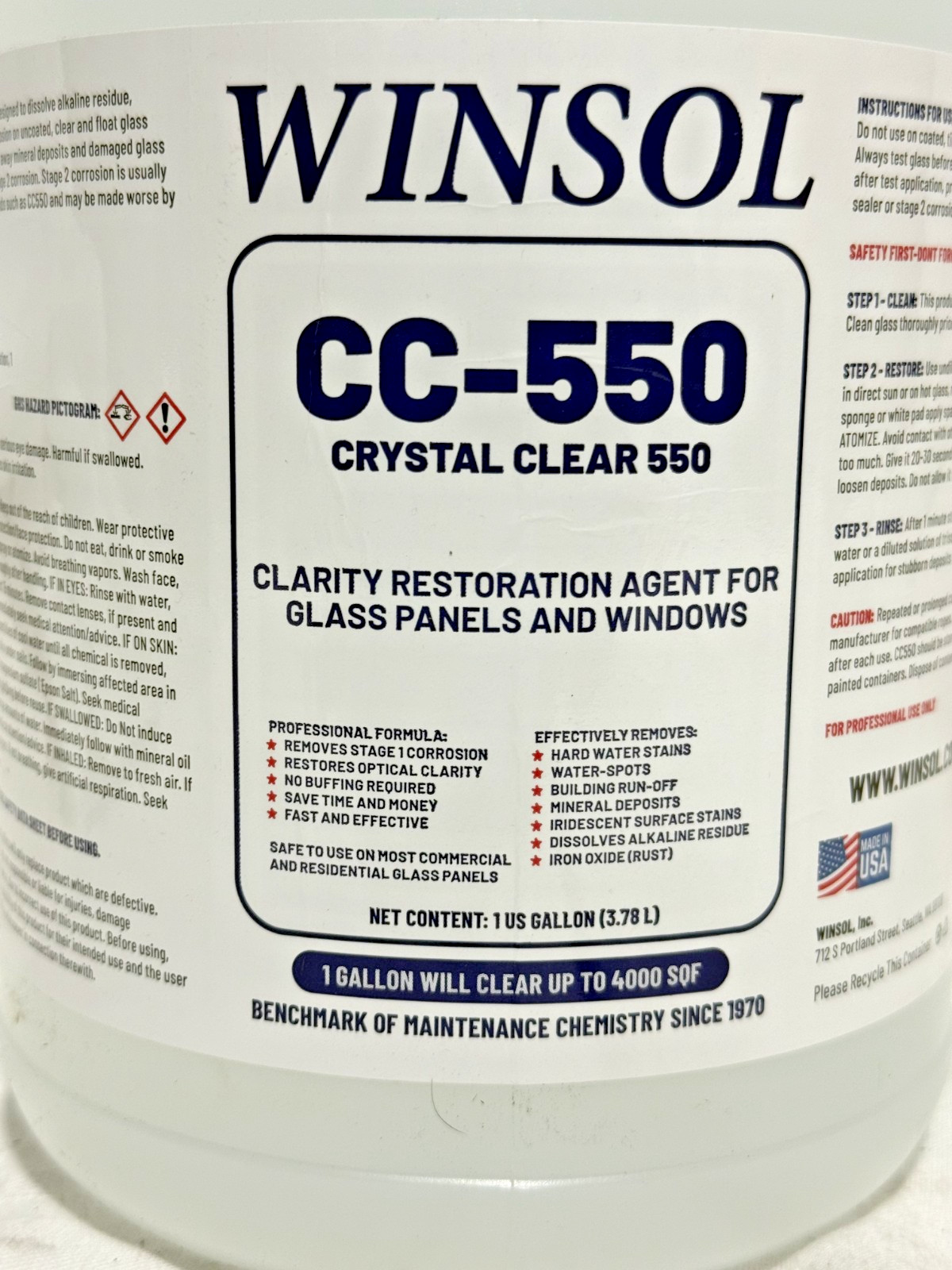 Winsol Crystal Clear 550 Glass Clearing Agent and Water Spot Removal