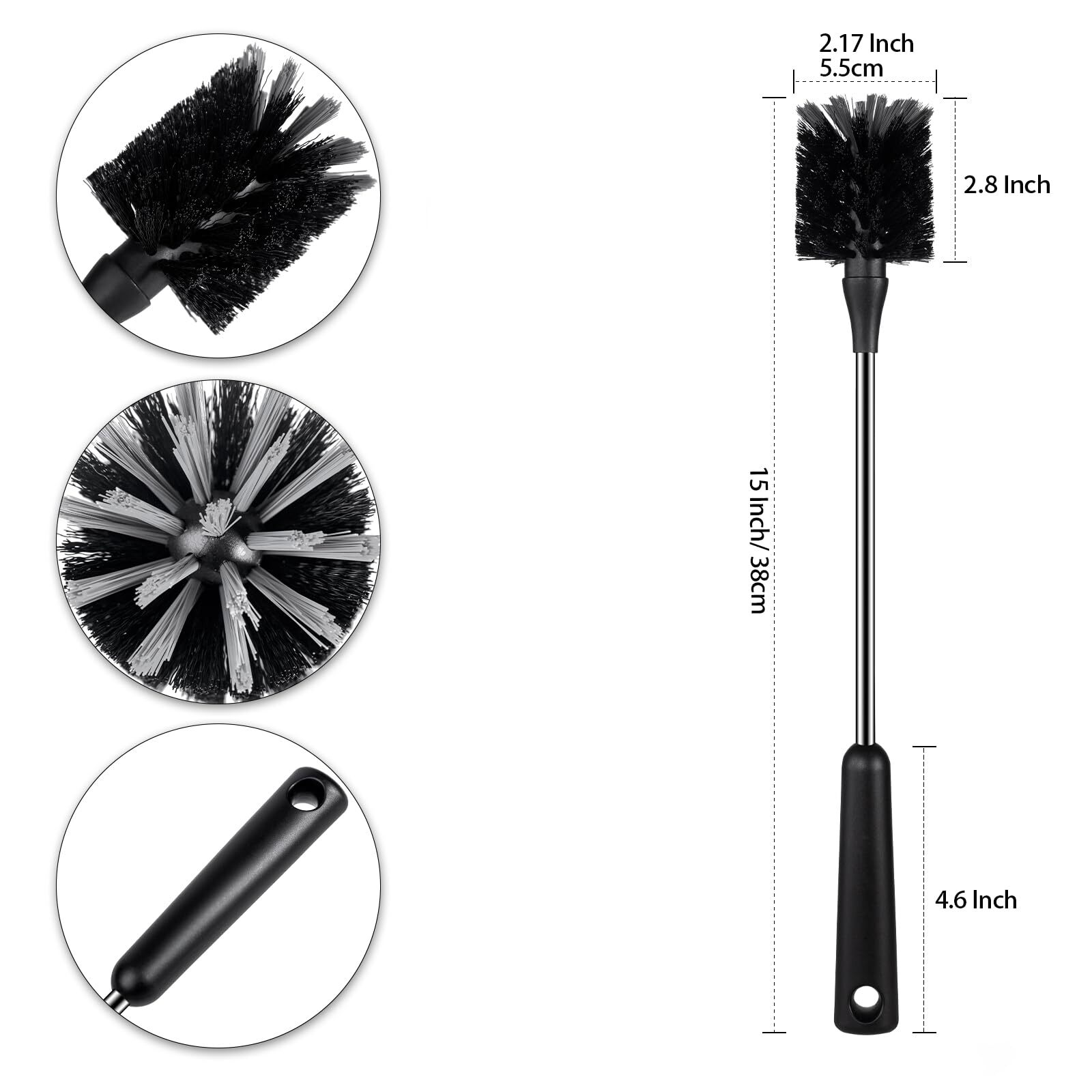 Water Bottle Brush 15 Inches Long Stainless Steel Handle Bottle Brush Cleaner Bo